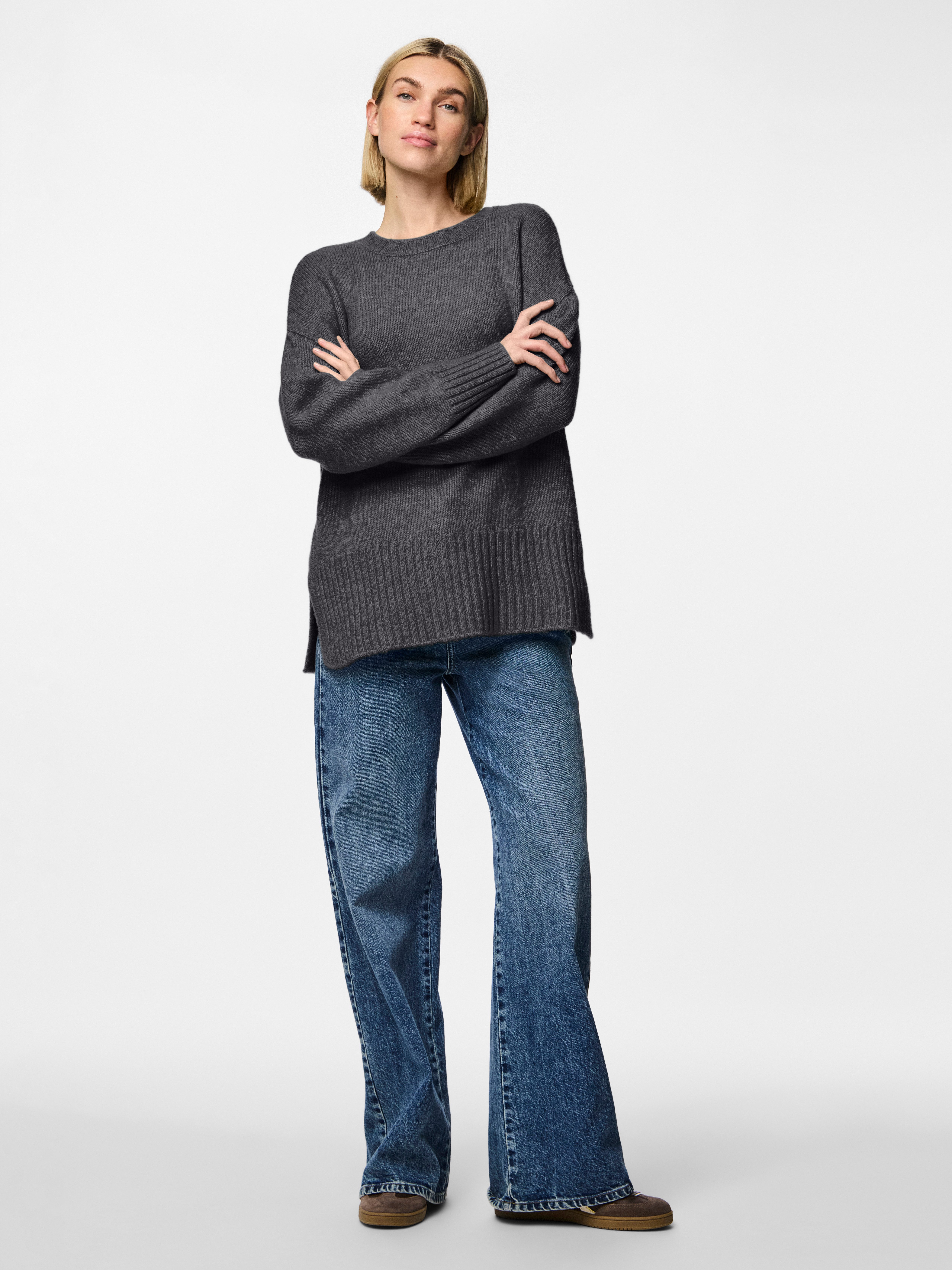 pieces Rundhalspullover PCNANCY LS LOOSE O-NECK günstig online kaufen