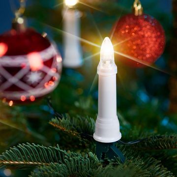 IC Winterworld LED-Lichterkette LED Lichterkette Weihnachtsbaum für außen und innen, strombetrieben, 15-flammig, ohne Batterien, Riffel-Weihnachtskerzen für den Christbaum