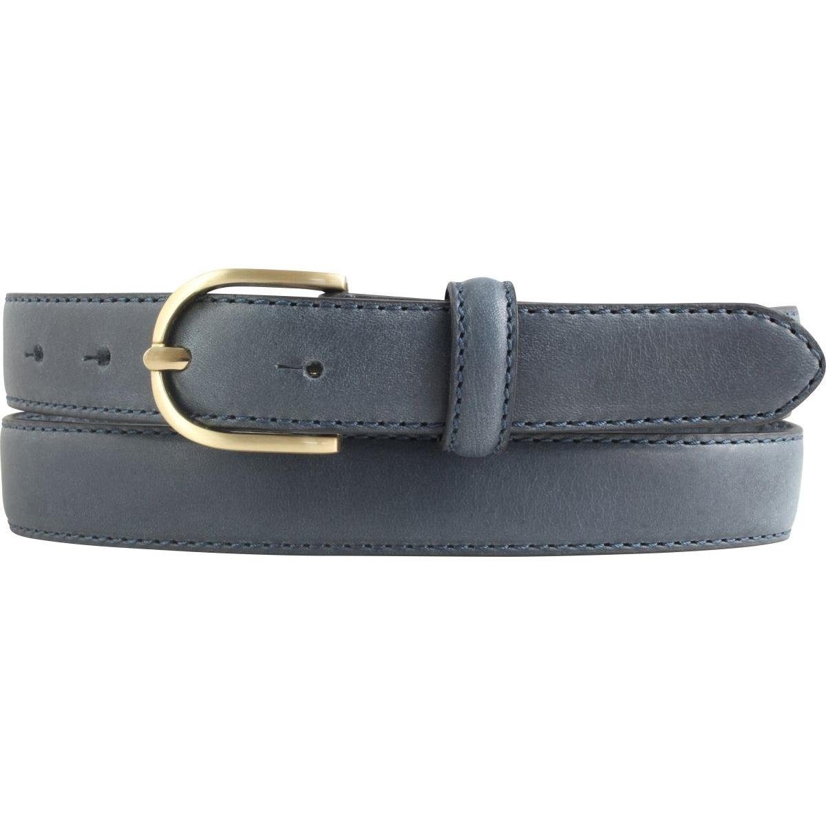 BELTINGER Ledergürtel Damen-Gürtel aus Vollrindleder 2,5 cm - Schmaler Gürtel für Damen 25mm Marine, Gold