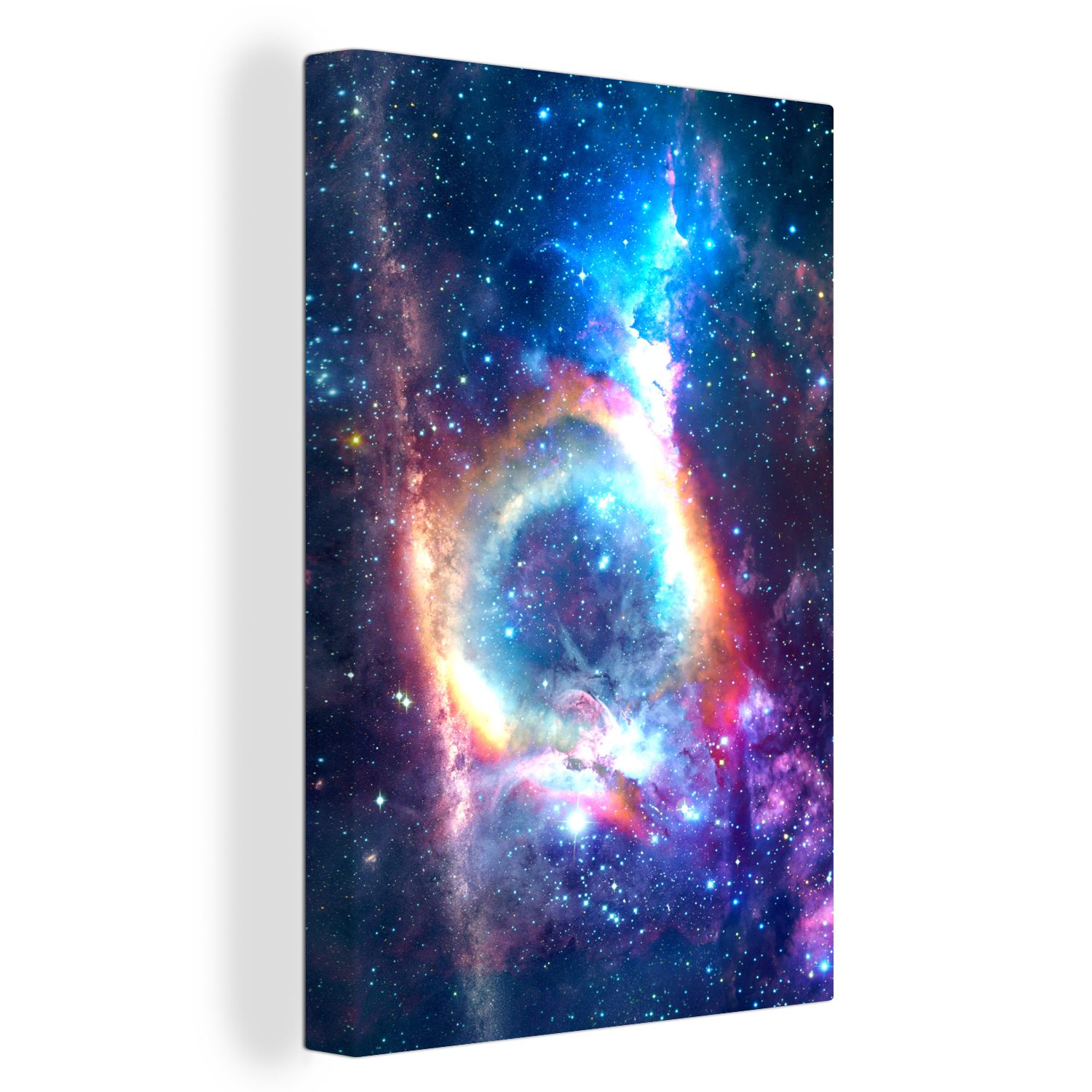 OneMillionCanvasses® Leinwandbild Weltraum - Sterne - Regenbogen, (1 St), Leinwandbild fertig bespannt inkl. Zackenaufhänger, Gemälde, 20x30 cm