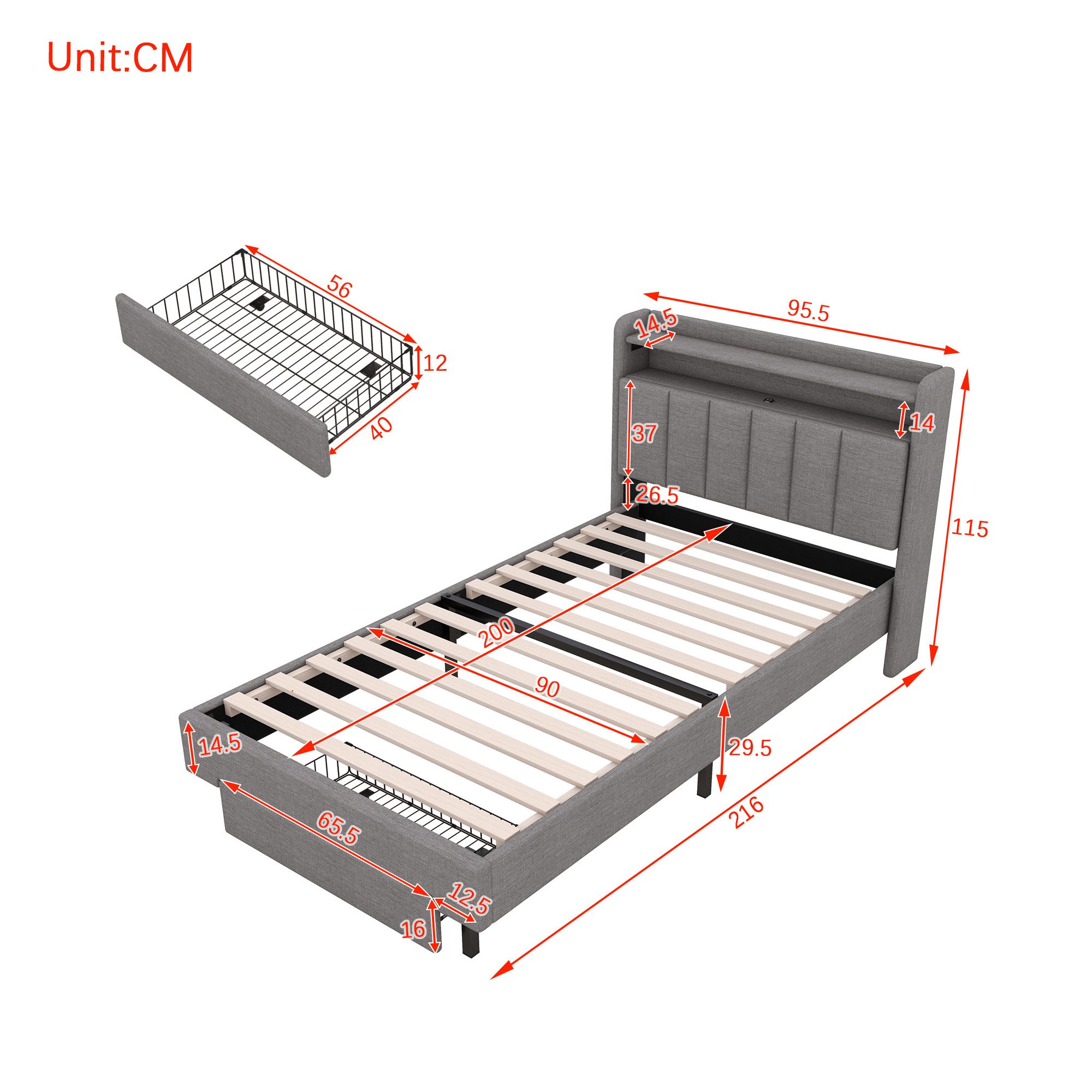 TavilaEcon Polsterbett mit LED-Wärmelampe, USB-Anschluss und günstig online kaufen