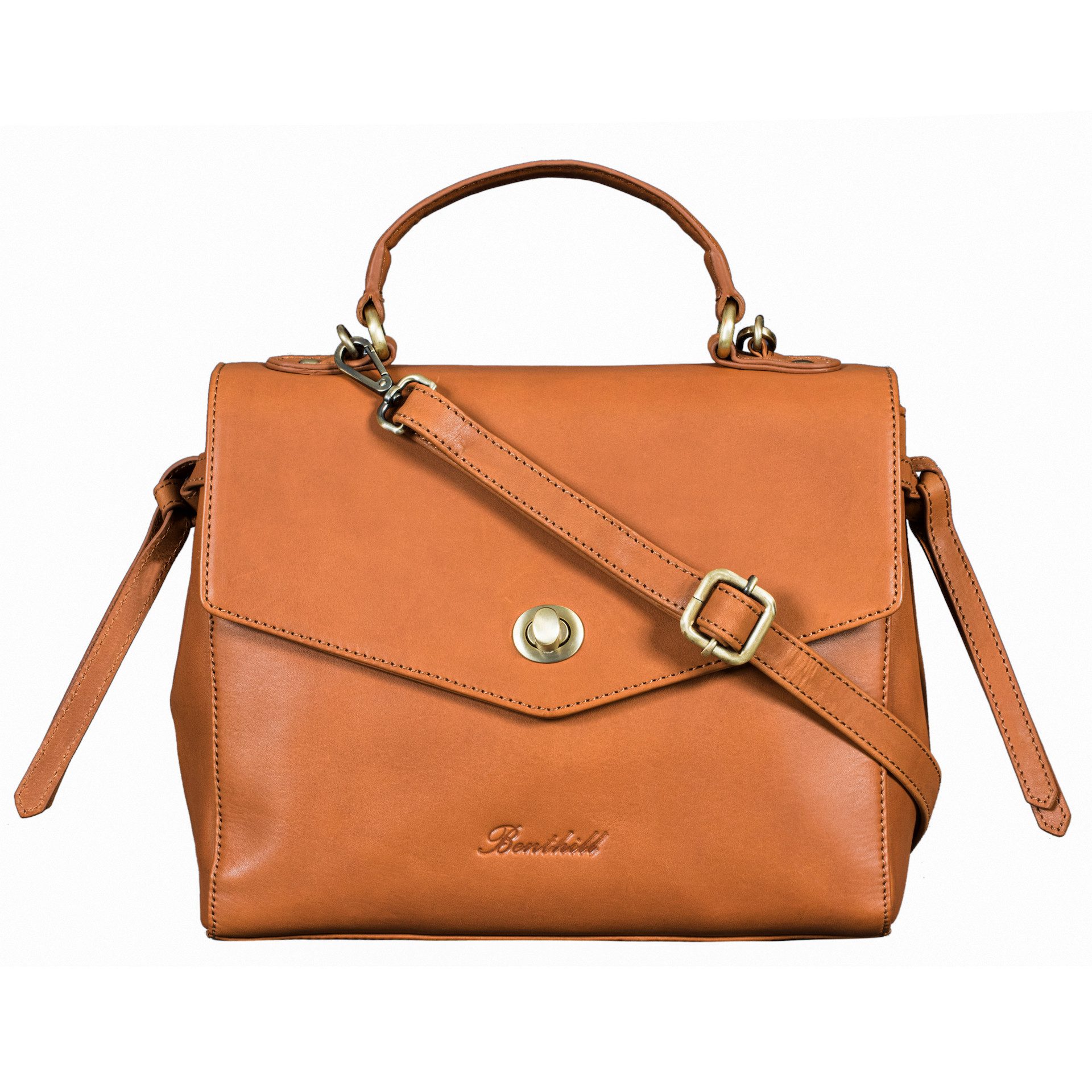 Benthill Handtasche Damen Echt Leder Handtasche Frauen Henkeltasche Vintage Schultertasche, Schultergurt / Umhängegurt Reißverschlussfach