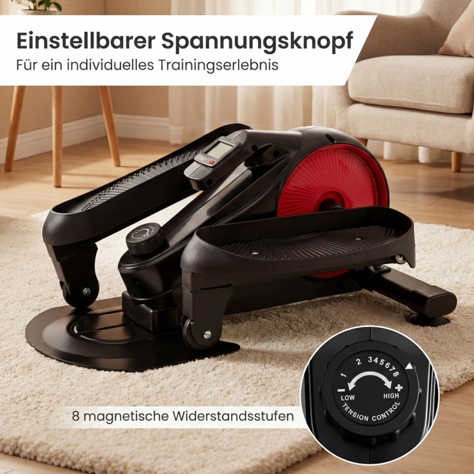 COSTWAY Ellipsentrainer, Mini elektrischer Crosstrainer, Leise & Tragbar