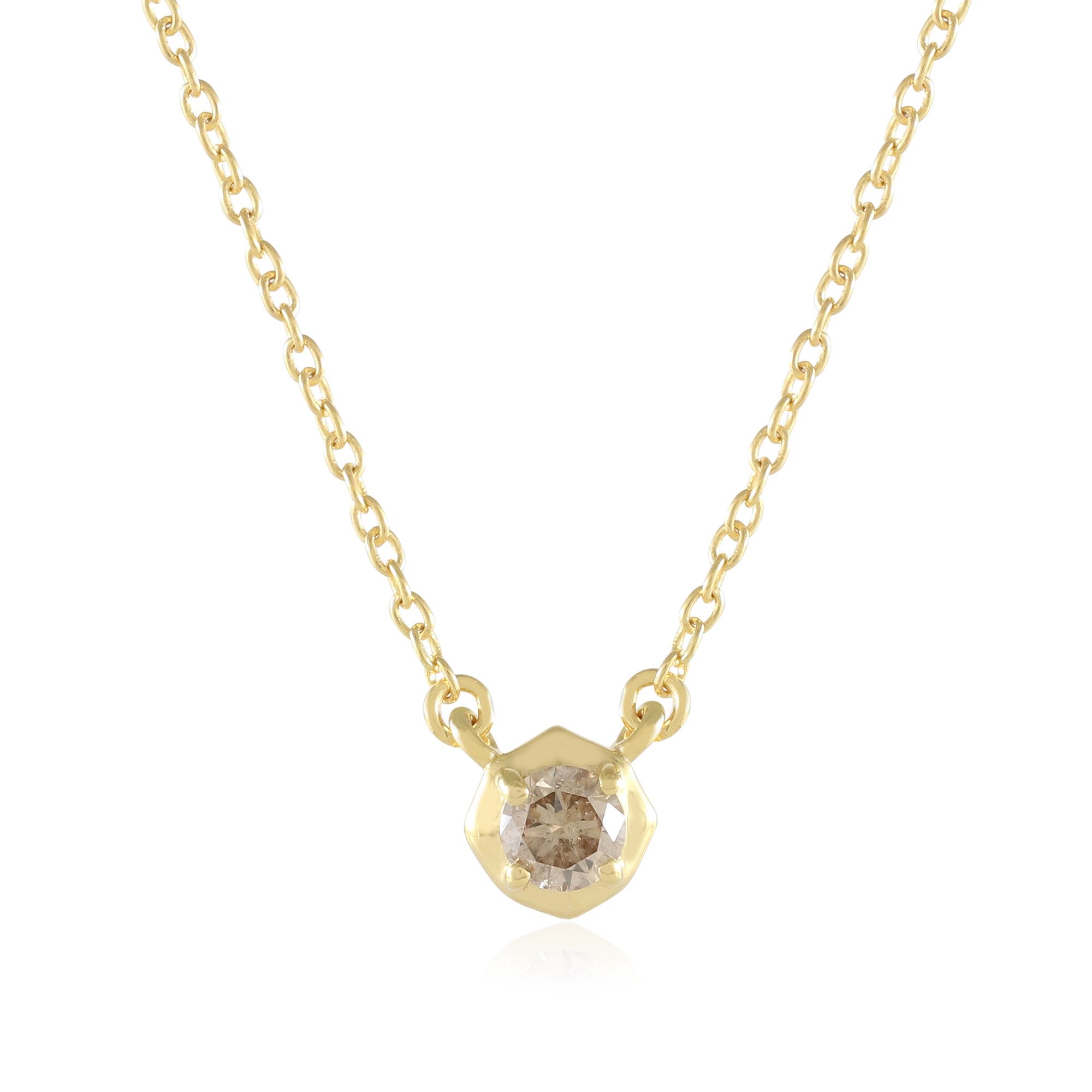 Silberkette Cavill Silbercollier mit 0,23 ct Champagner Diamant, vergoldet