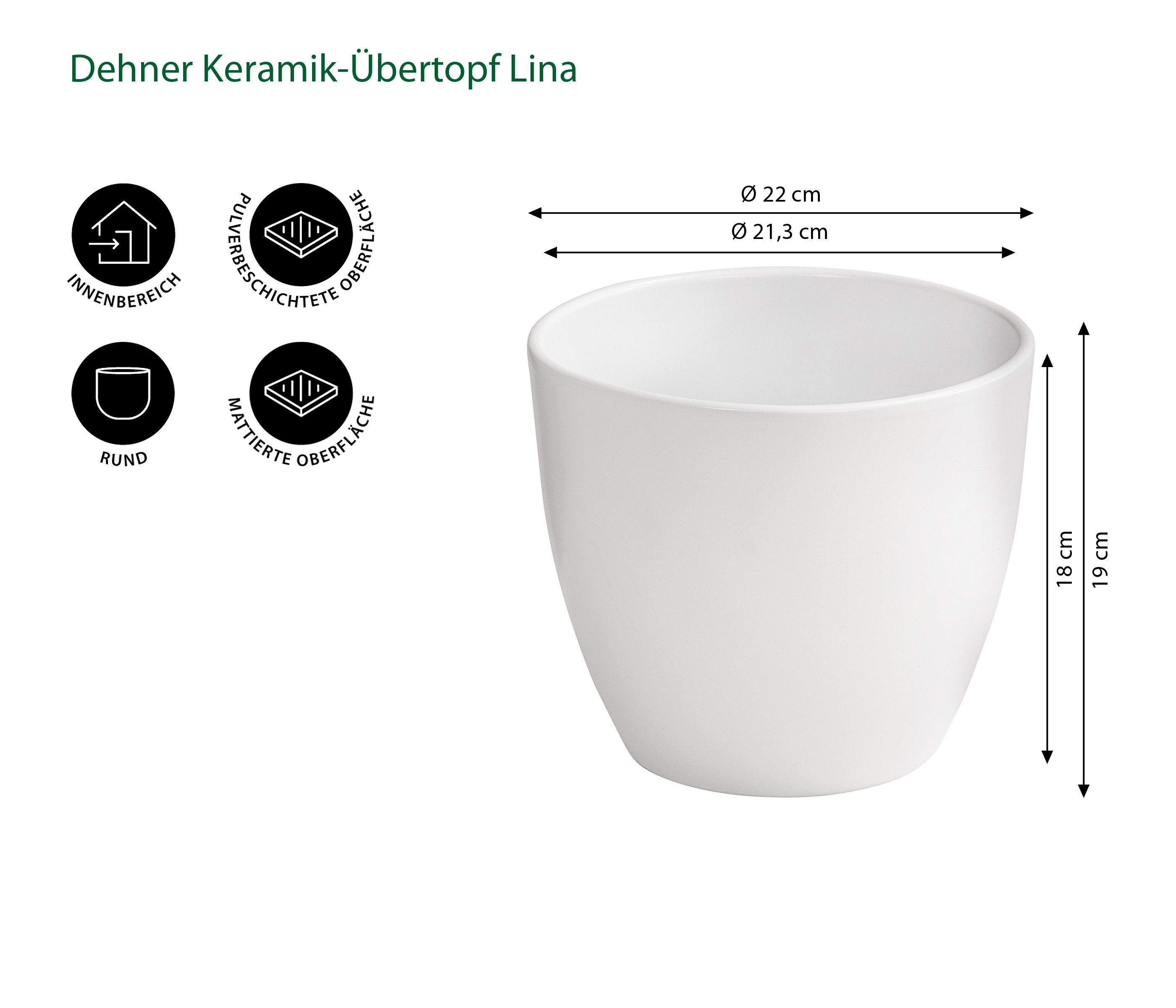 Dehner Übertopf Lina, Ø 22 - günstig online kaufen