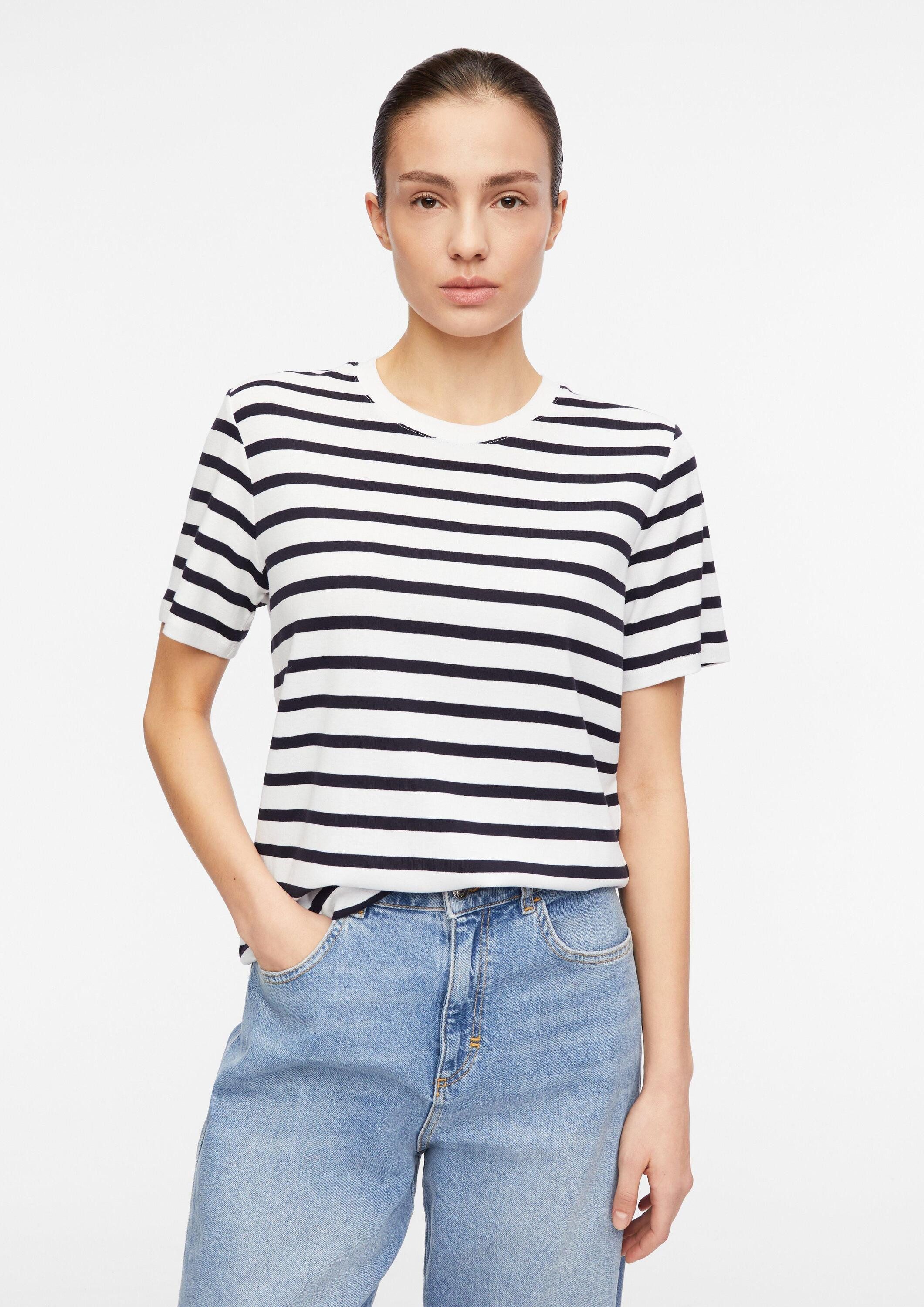 comma Kurzarmshirt T-Shirt Gestreiftes T-Shirt