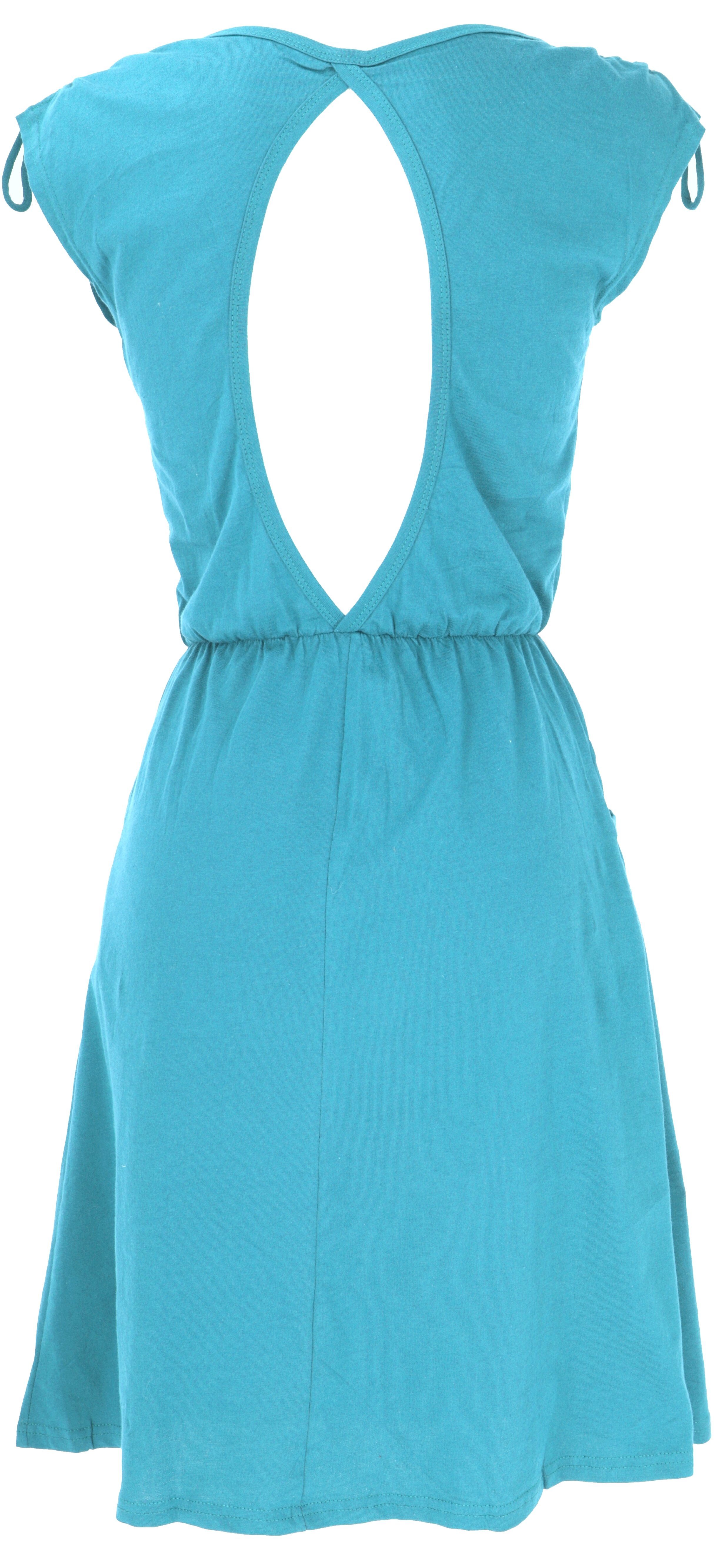 blau Midikleid rückenfreies Bekleidung Minikleid, Guru-Shop Kleid aus.. alternative Ethno