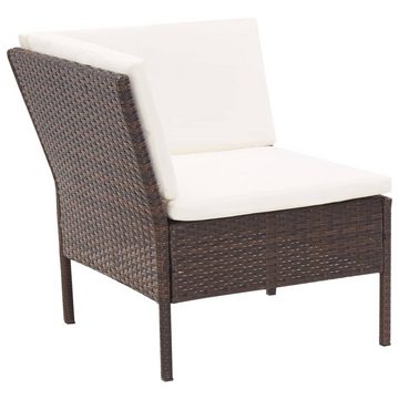 vidaXL Garten-Essgruppe 3-tlg Garten Lounge Set mit Auflagen Polyrattan Braun Sitzgruppe Set L