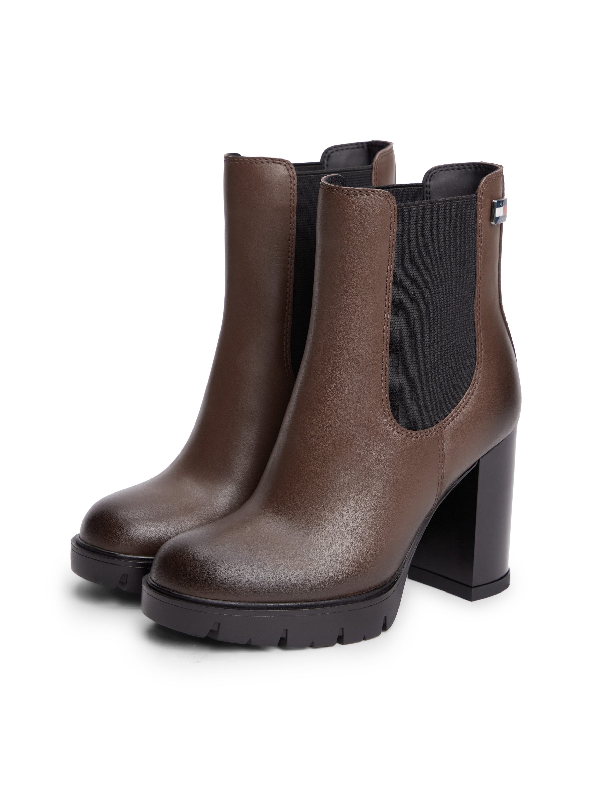 Tommy Jeans TJW CHELSEA HIGH HEEL BOOTS Chelseaboots Ankle Boots, Plateaustiefeletten mit Stretcheinsatz und Logoflagge
