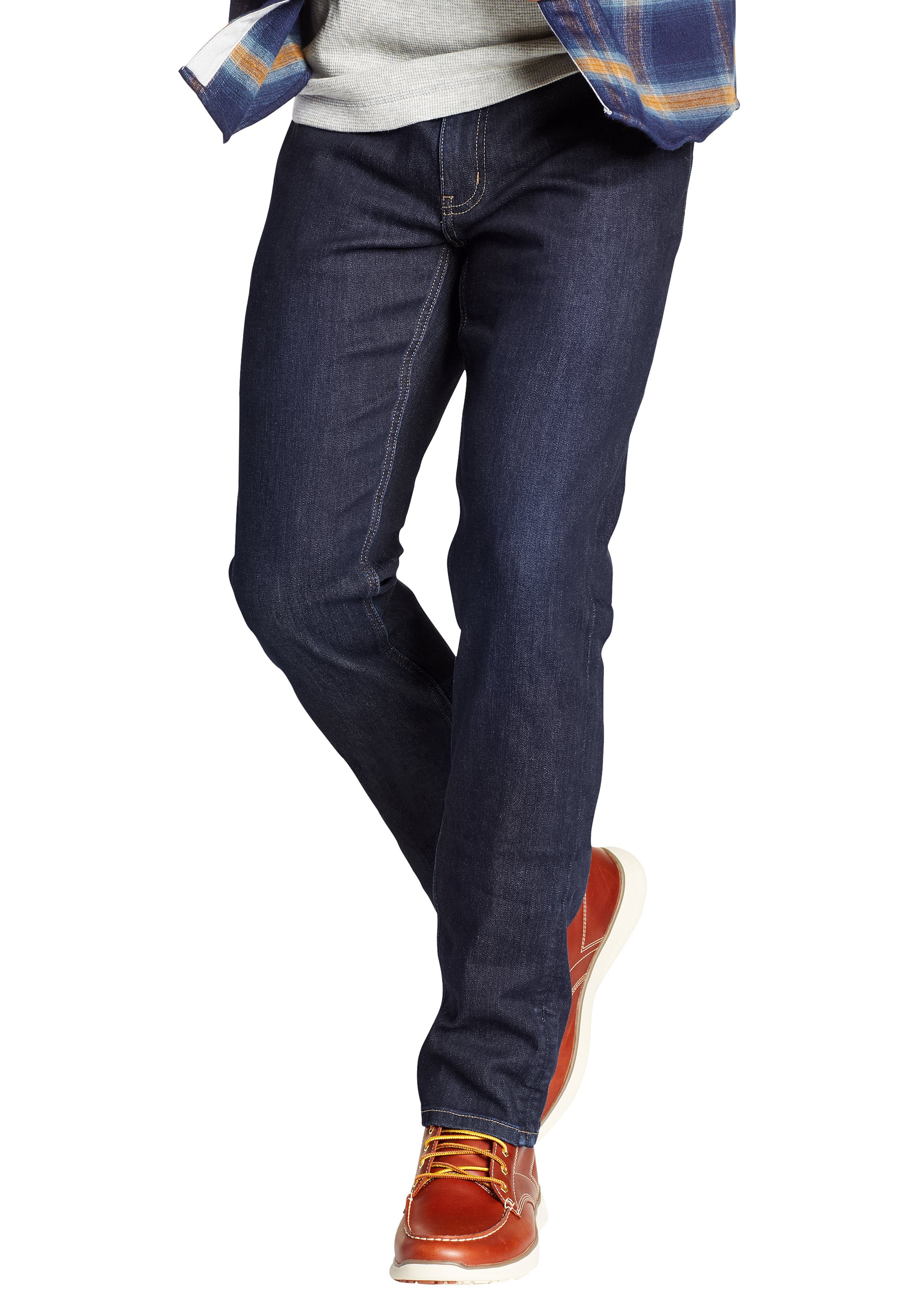 Eddie Bauer Straight-Jeans Voyager Flex 2.0 mit recyceltem Polyester mit Stretchanteil Dunkles Indigo