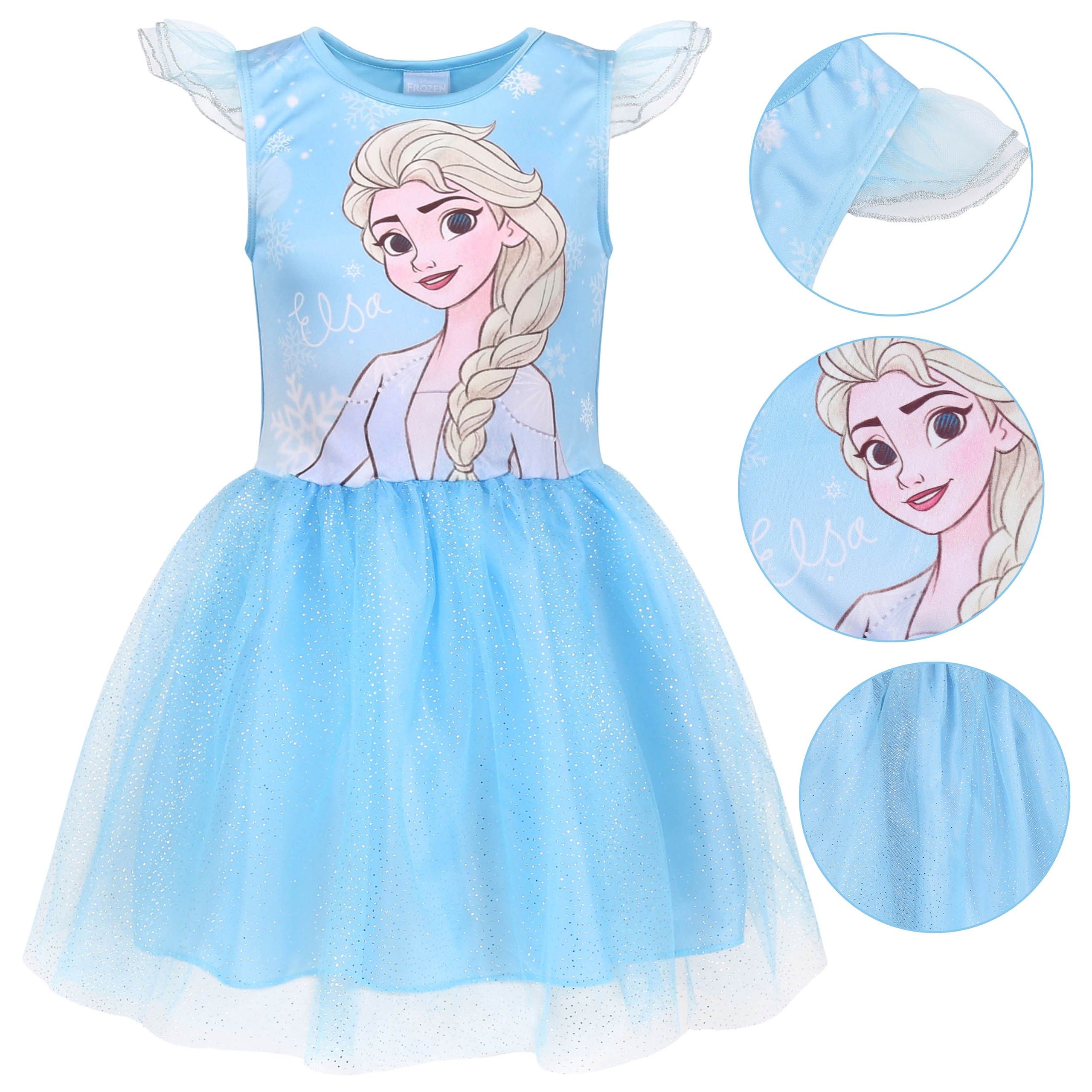Tüllkleid Frozen Elsa blaues Tüllkleid, kurzarm Mädchen Kleid