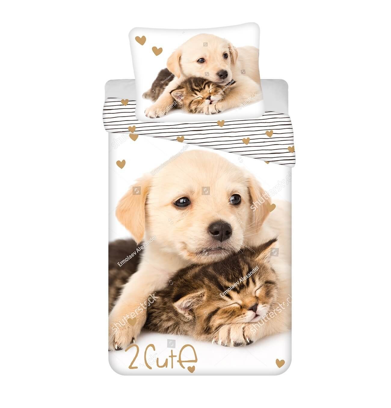 Jerry Fabrics Bettwäsche Golden Retriever - Hund & Katze - Wende-Bettwäsche-Set, 135x200 80x80, Baumwolle, 100% Baumwolle