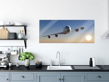 Pixxprint Glasbild Flugzeug, Flugzeug (1 St), Glasbild aus Echtglas, inkl. Aufhängungen und Abstandshalter