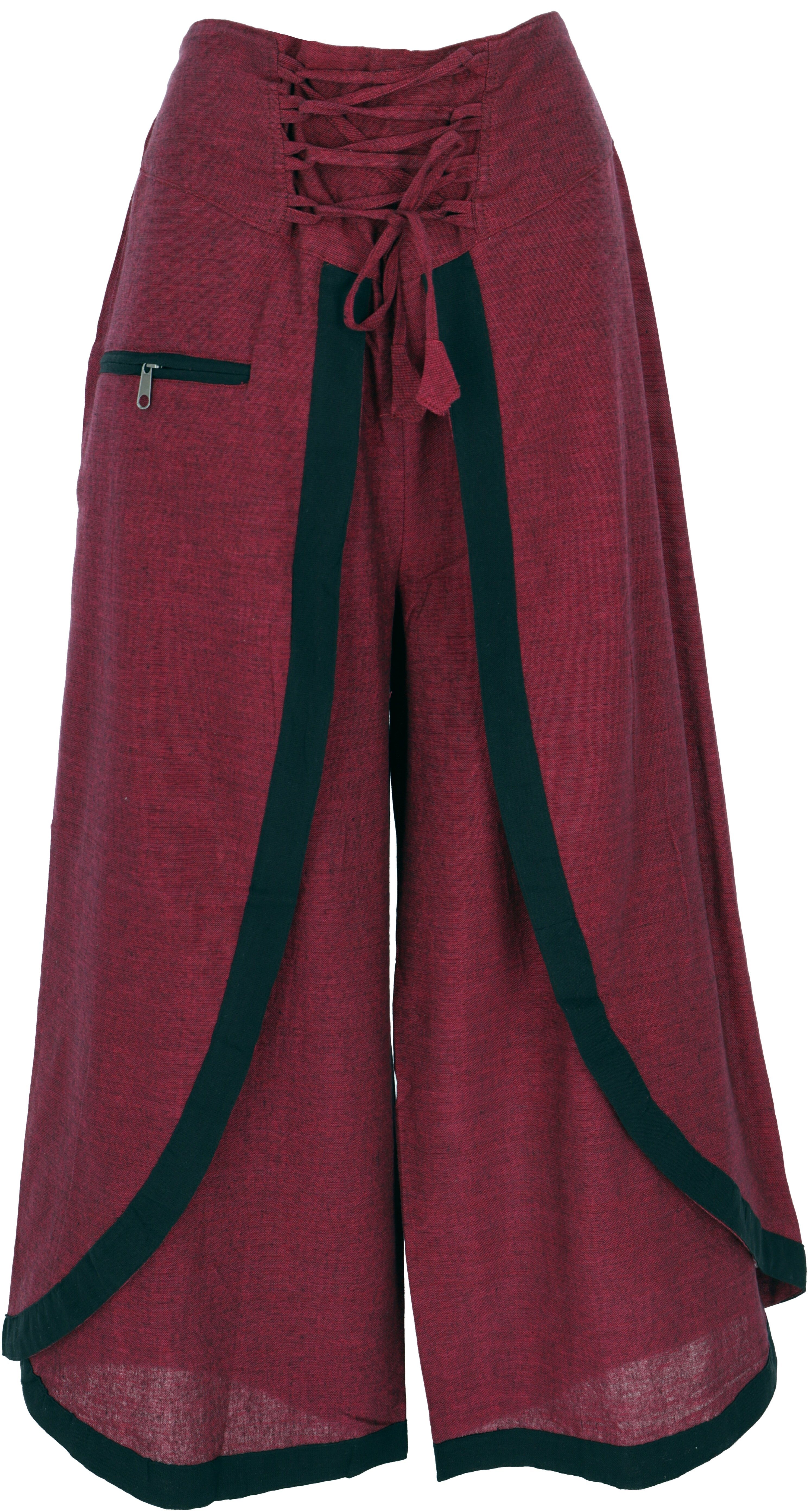 Guru-Shop Relaxhose Palazzohose, Boho Hosenrock, Orienthose,.. alternative Bekleidung weinrot