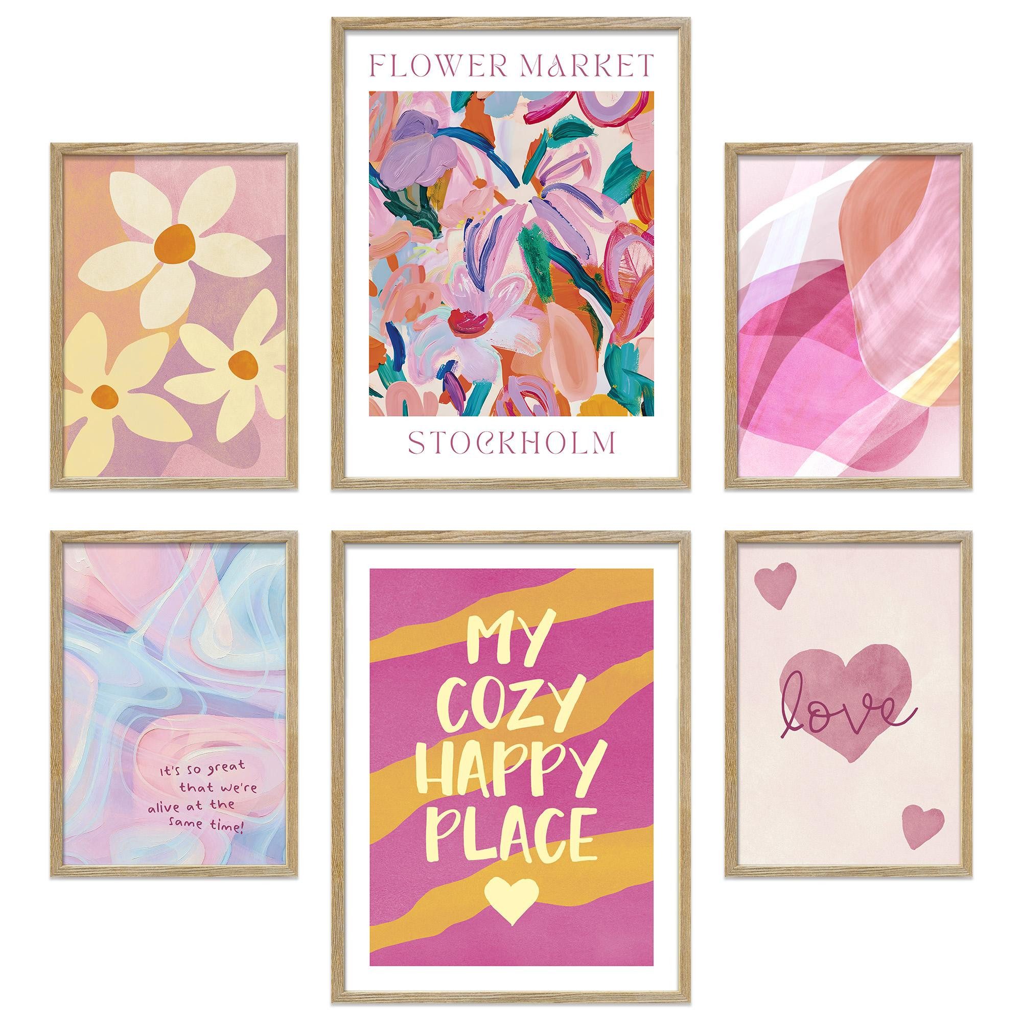 ARTFAVES Bilder-Collage Poster Set Abstract Dopamine Art I mehrteilige Bilderwand I Wandbilder, (Wandbilder modern, 6 St)