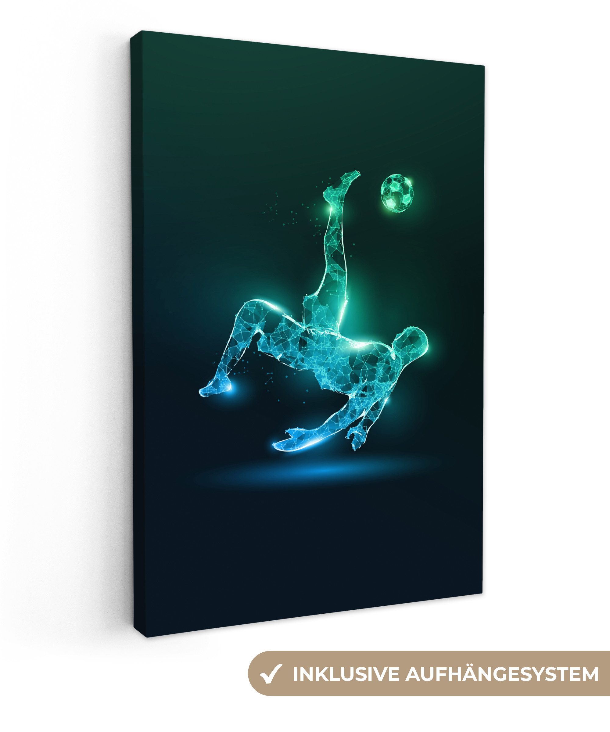OneMillionCanvasses® Leinwandbild Fußball - Fußball - Junge - Schwarz, Foto günstig online kaufen