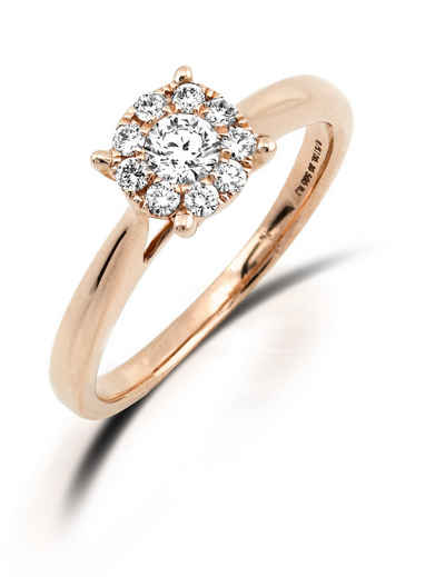 Stella-Jewellery Solitärring 750er Rotgold Verlobungsring ca. 0,36 ct Diamant (inkl. Etui), mit Brillanten ca. 0,36ct. - Poliert