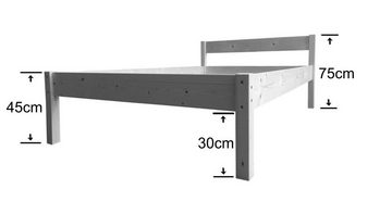 LIEGEWERK Massivholzbett Seniorenbett erhöhtes Bett Holz mit Kopfteil Holzbett