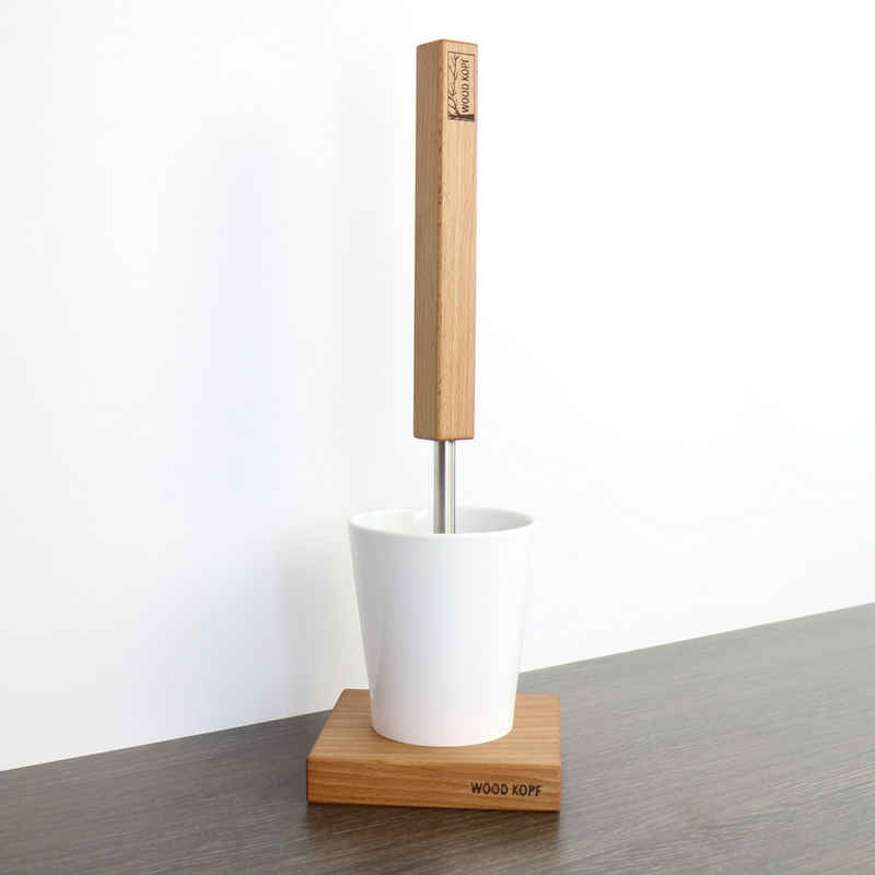 Woodkopf WC-Garnitur Toilettenbürstenhalter LINA aus Holz, WC-Bürste ist auswechselbar, WC-Bürstenhalter inkl. WC-Bürste+Stiel