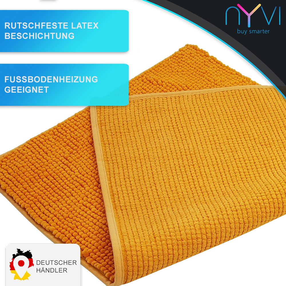 NYVI Badematte WC Vorleger NYVISpa Chenille Badvorleger, Höhe 20 mm, Polyester, Rutschfest, Saugfähig, Schnell Trocknend, Fußbodenheizung geeignet – Bild 3 von 5