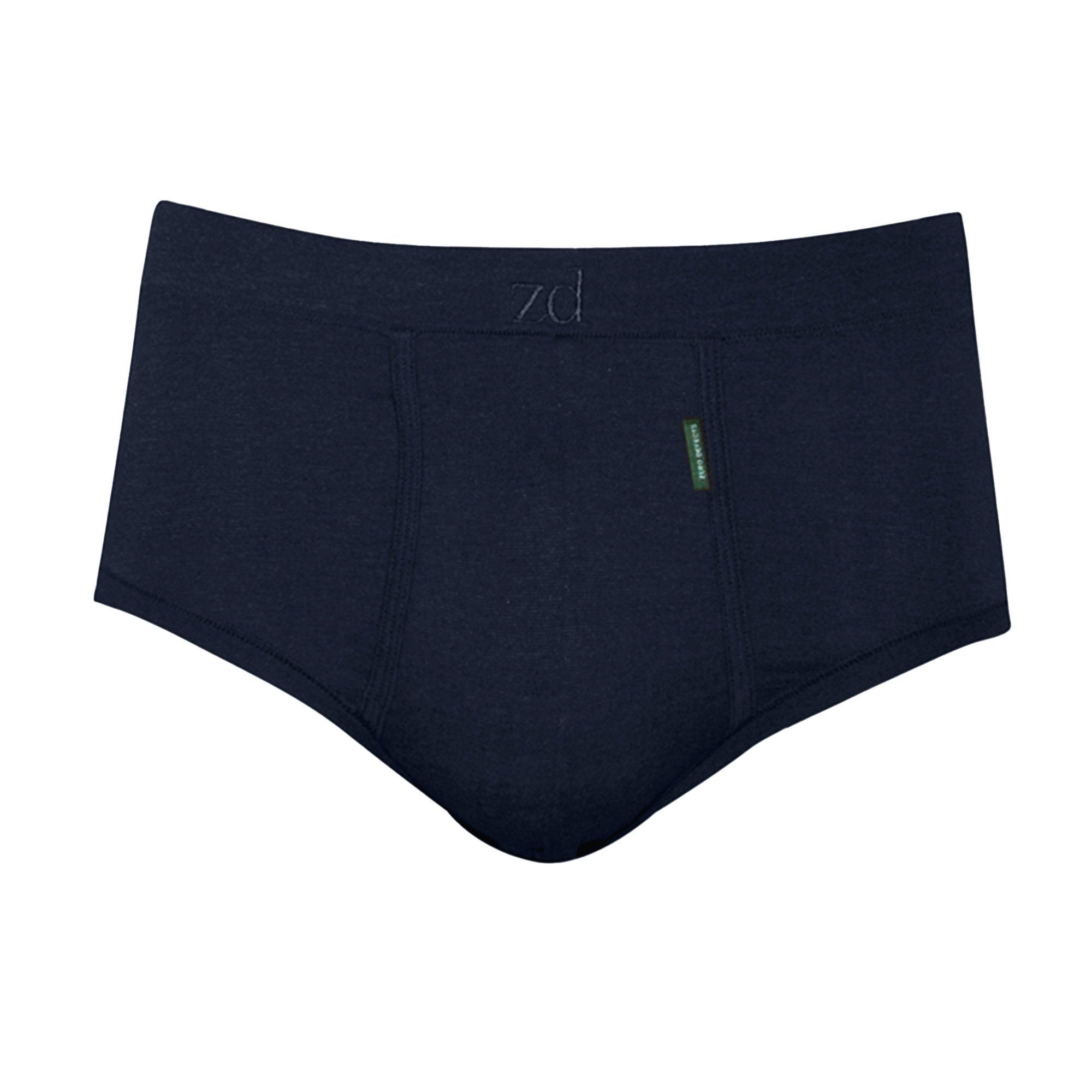 zd ZERO DEFECTS Slip Herren Slip - "Saturno", Soja-Garn, Eingriff Dunkelblau