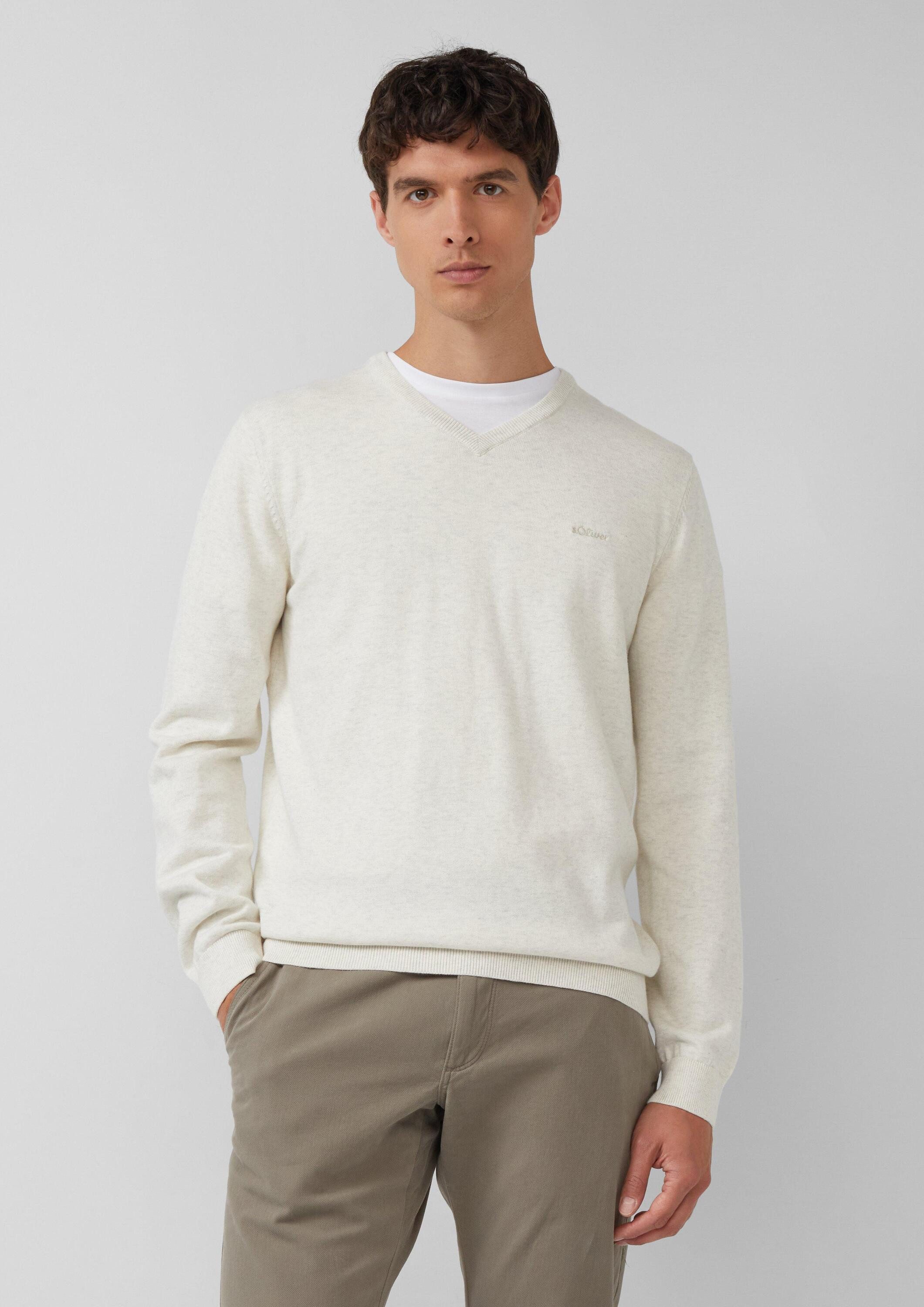 s.Oliver Longpullover Strickpullover Strickpullover mit Logo-Stickerei