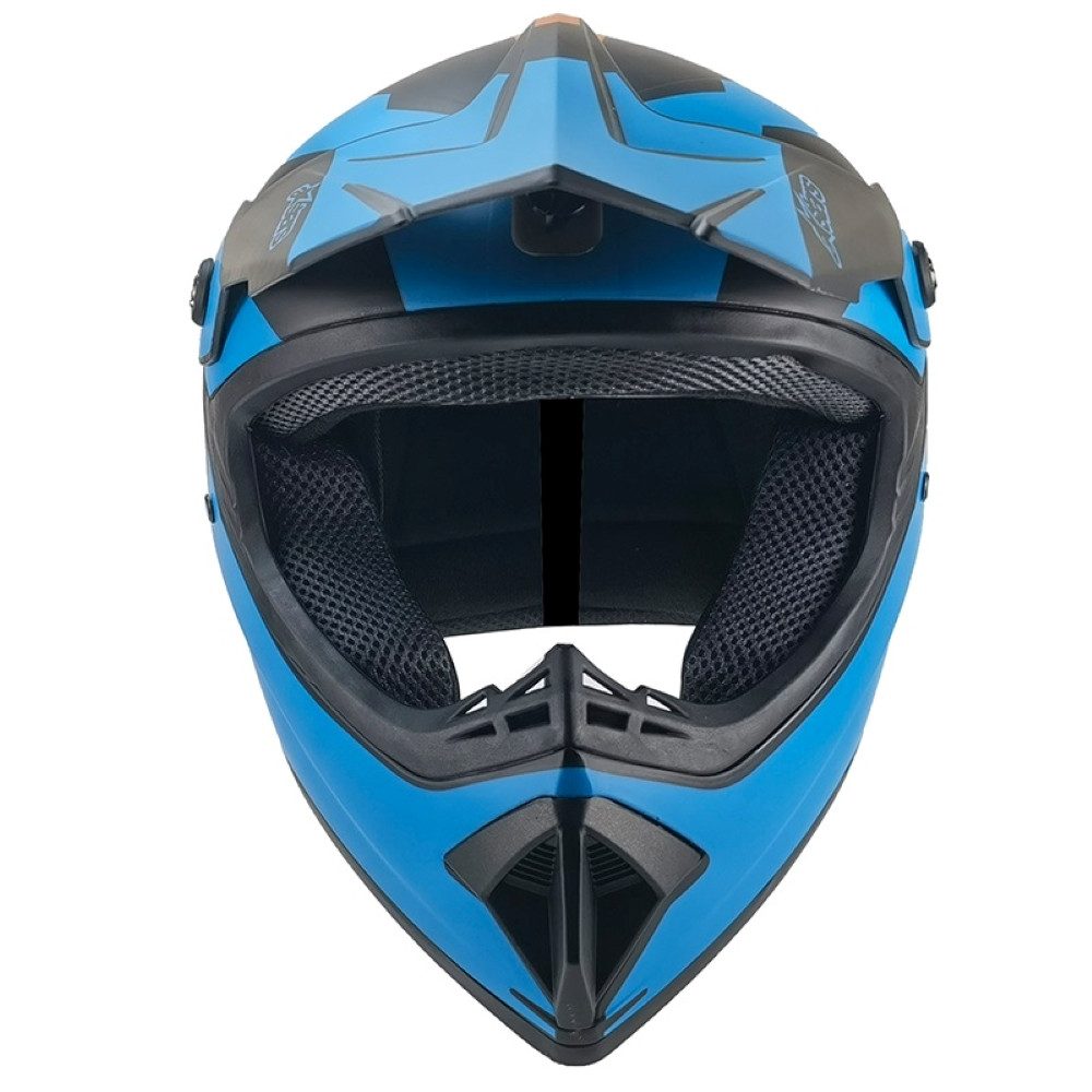 FunSport-Factory Motocrosshelm Motocrosshelm Kindercrosshelm Blau Schwarz, mit integrierter Sonnenblende