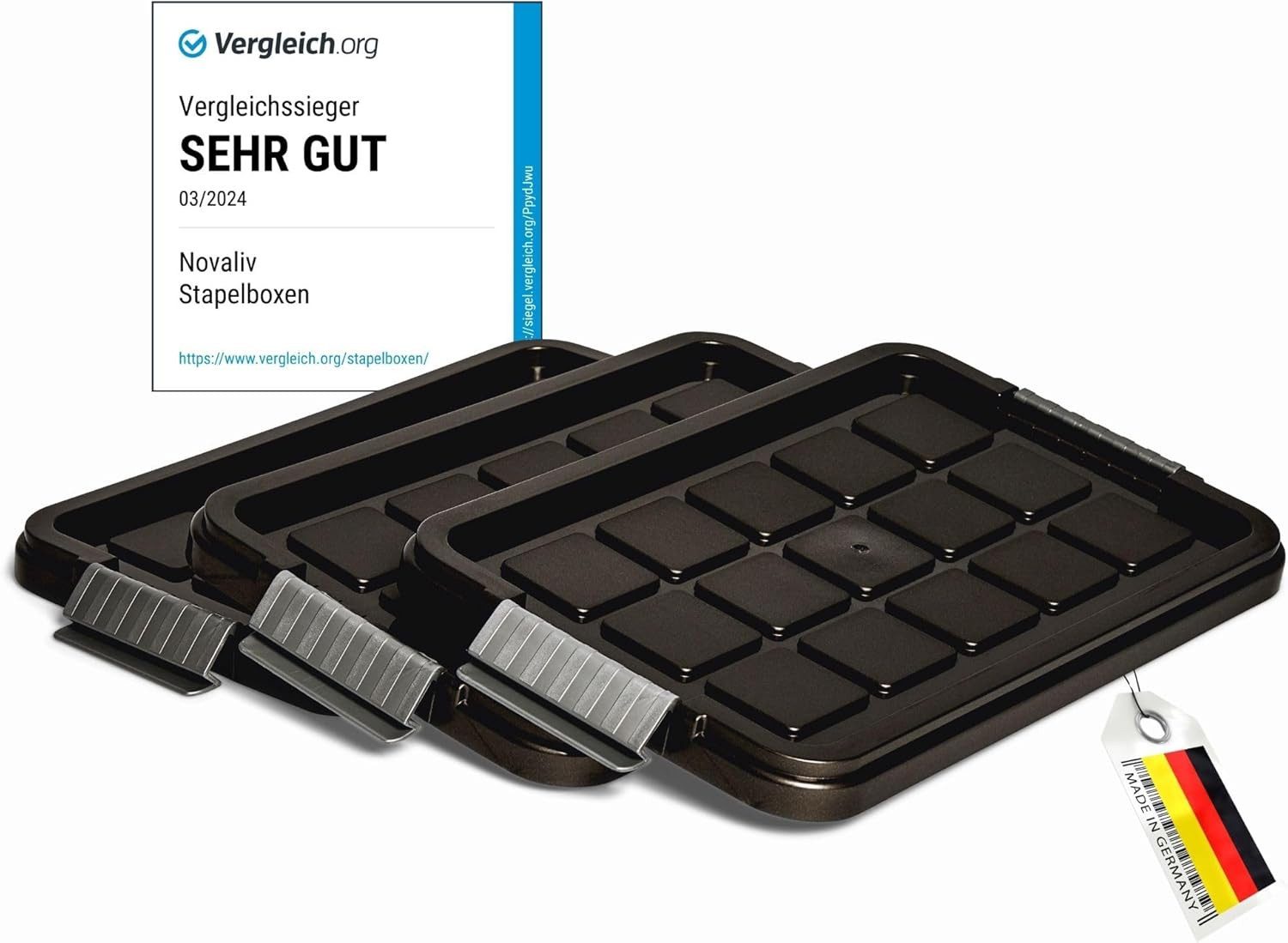 Novaliv Aufbewahrungsbox 30532-3 (3 St), Novaliv 3X Ersatzdeckel 5 Liter mit Clipverschluss 25x15 cm Antrazit