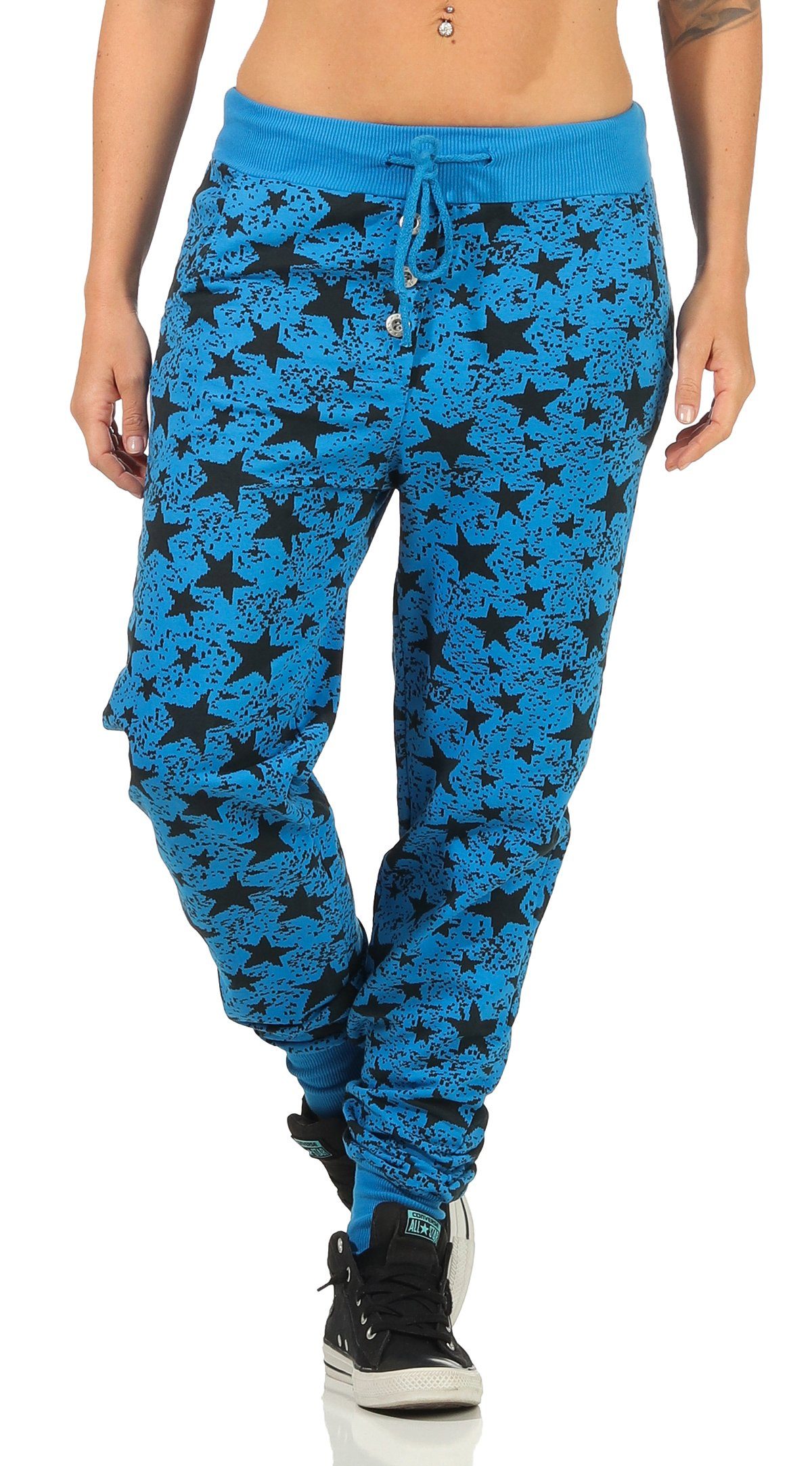 malito more than fashion Sweathose malito Damen Sweathose mit Star Print, Baggy zum Tanzen, Jogginghose Einheitsgröße
