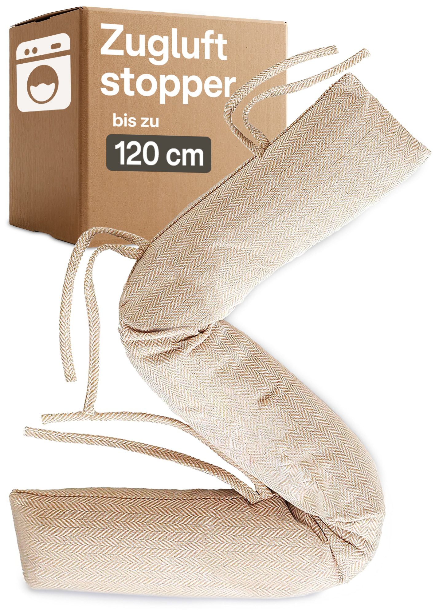 Praknu Zugluftstopper für Türen und Fenster - Extra schwer 120 cm Windstopper - Waschbar, 1-tlg., Effektiver Kältestopp vor Zugluft unter der Tür - Wärmedämmung