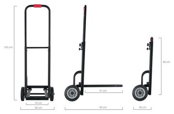Stagecaptain Transportroller Transportwagen - Sackkarre - Höhe: 68 cm - 103 cm - Länge: 60 cm - Belastbarkeit: max. 50 kg - Gewicht: 5,9 kg - schwarz
