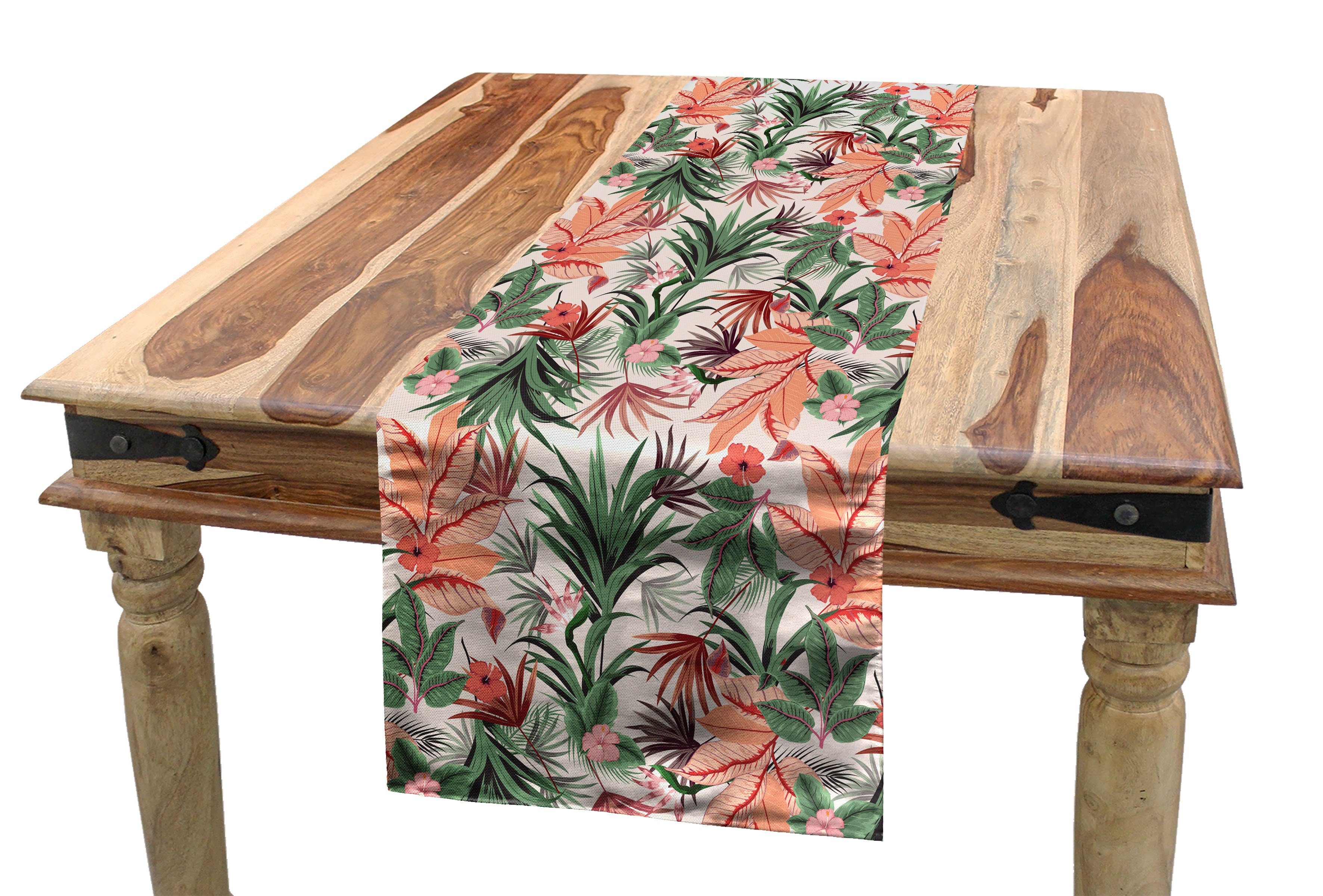 Abakuhaus Tischläufer Esszimmer Küche Rechteckiger Tischläufer, tropische Botanisch Bunte Dekorativer Pflanzen