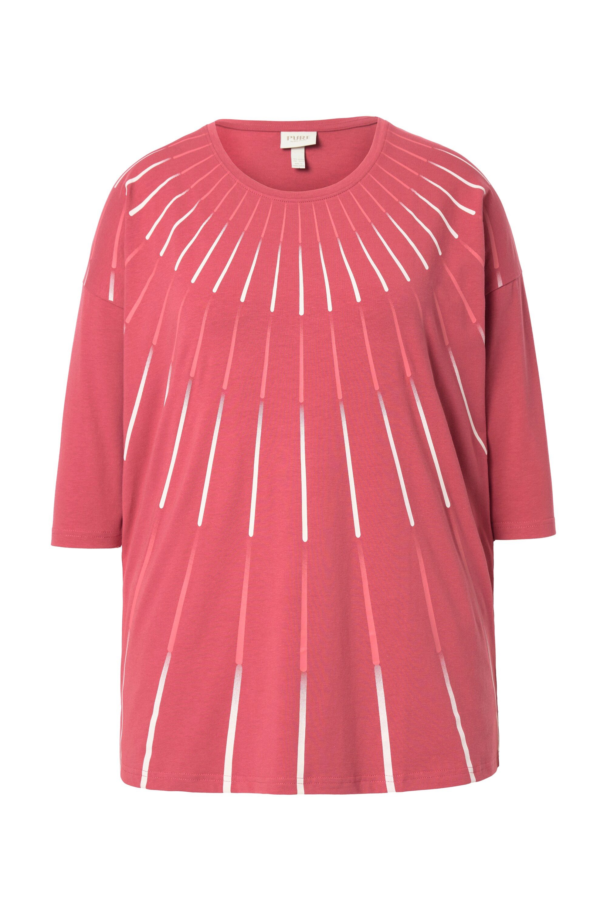 Ulla Popken Longsleeve Shirt Oversized Rundhals 3/4-Arm Biobaumwolle günstig online kaufen