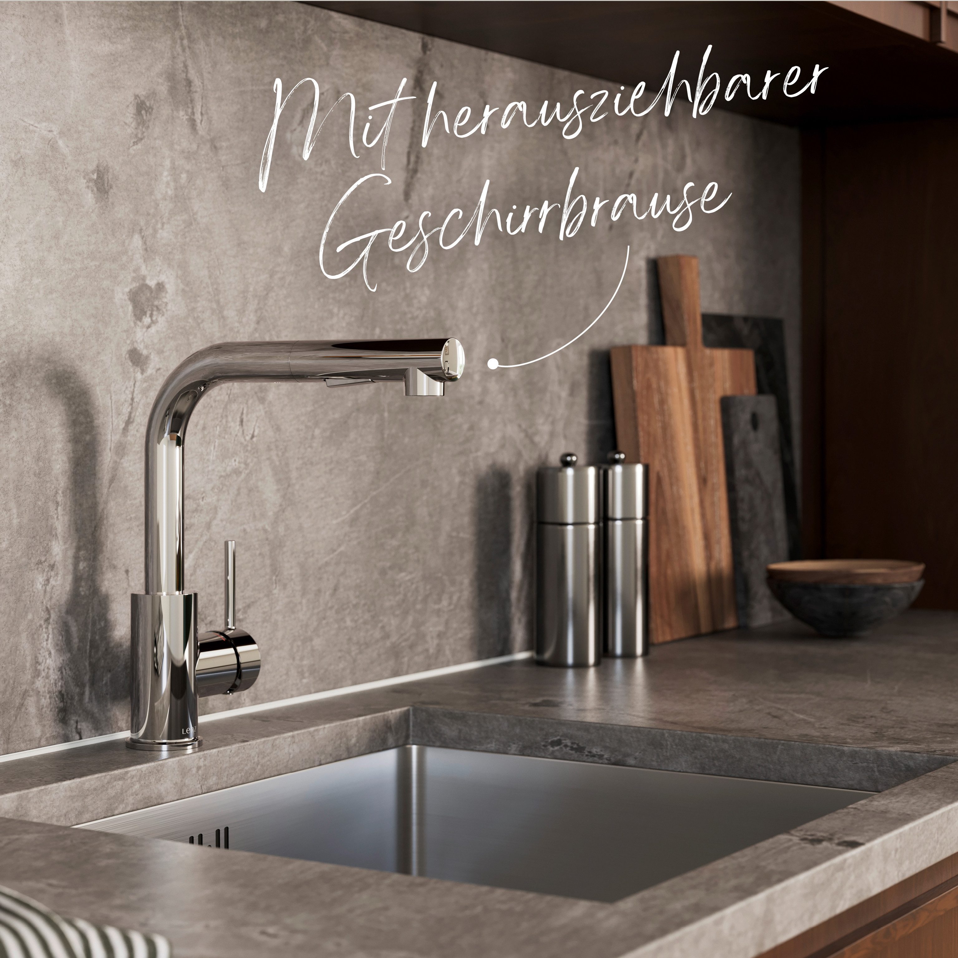 Lenz Küchenarmatur OLINA FLEX extra hoch, Easy-Weight-System, Cold-Start-Funktion