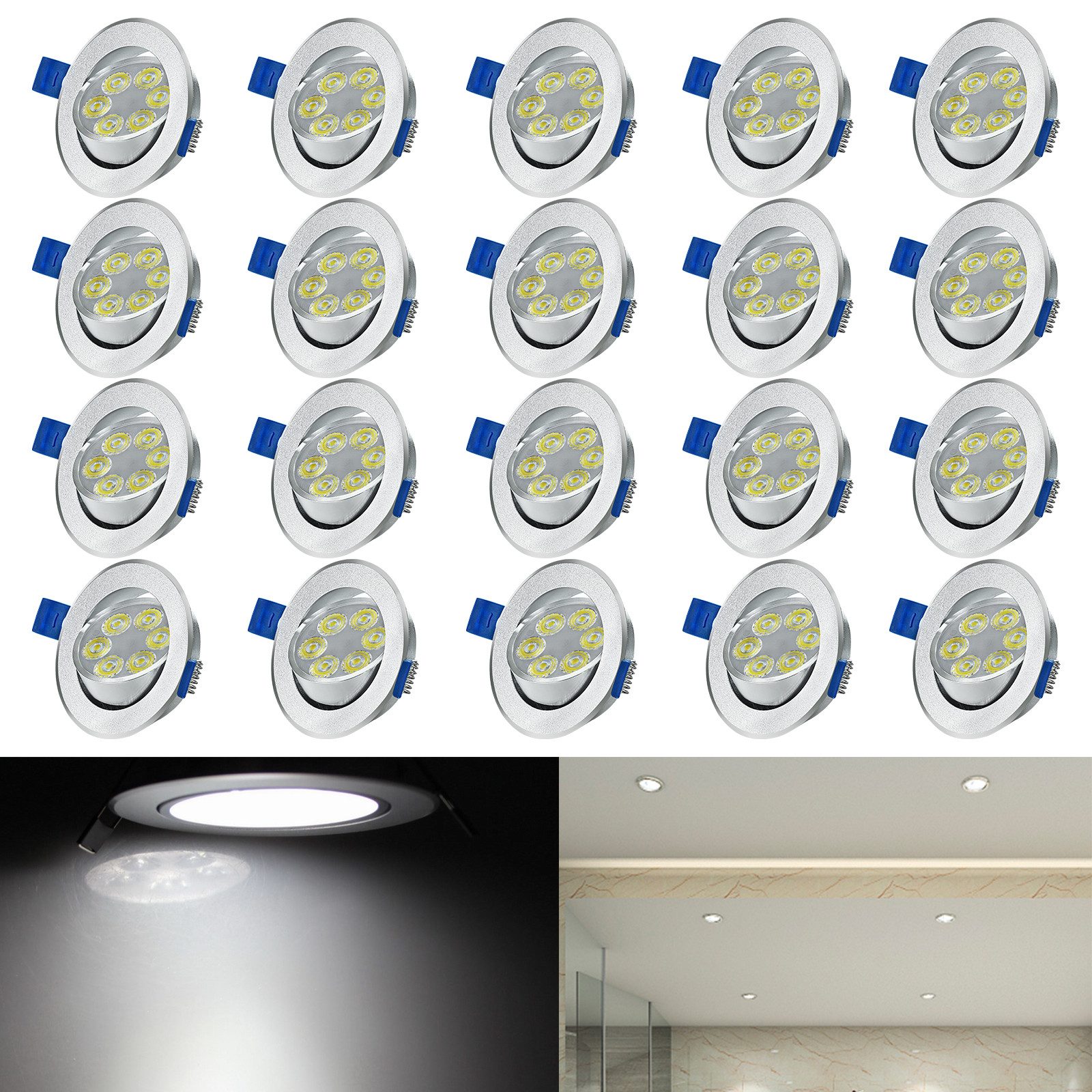 FIVMEN Strahler 20 Stück 3W LED-Einbaustrahler, Schwenkbar Rund Fluter