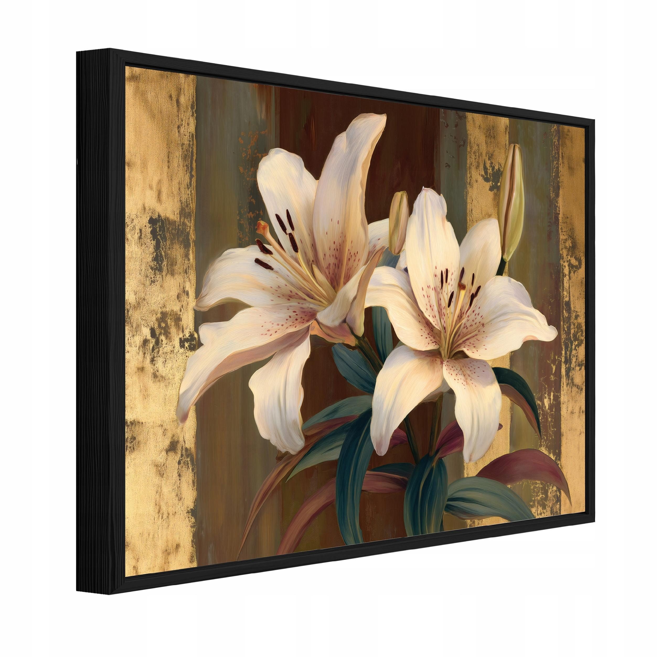 Wallarena Leinwandbild Blumen Lilie - Braun - Klassisch - Schlafzimmer, Blumen, 40x30x2cm