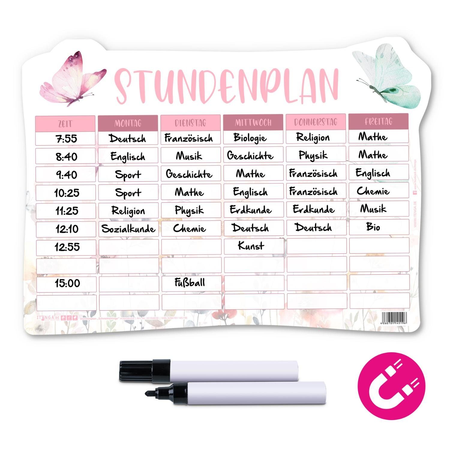 Thumbnail - itenga Schülerkalender itenga Stundenplan magnetisch Motiv Schmetterling 31 x 22,5cm