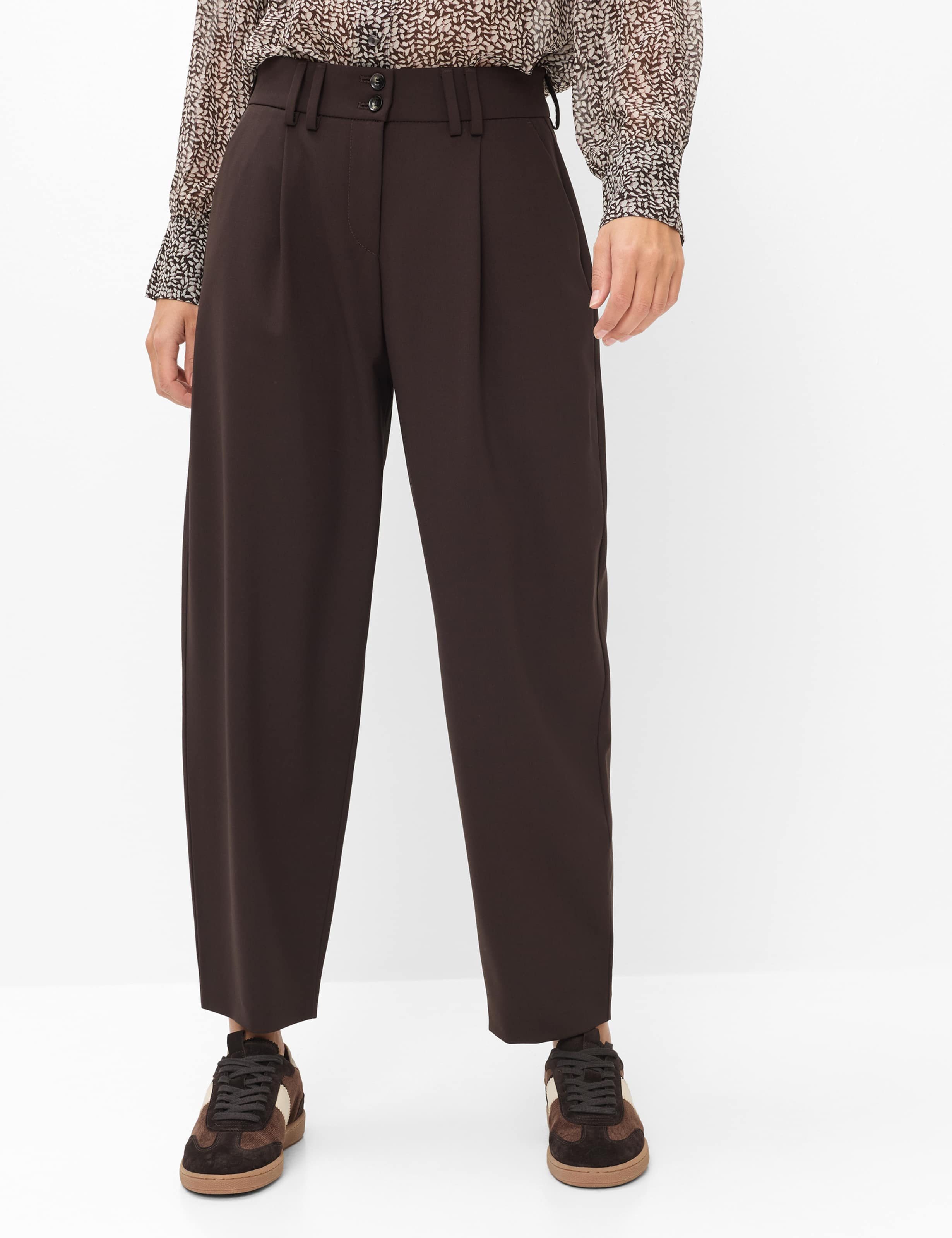 Brax 5-Pocket-Hose Style MEGAN S Fluid Wool: Bundfaltenhose im Barrel Fit