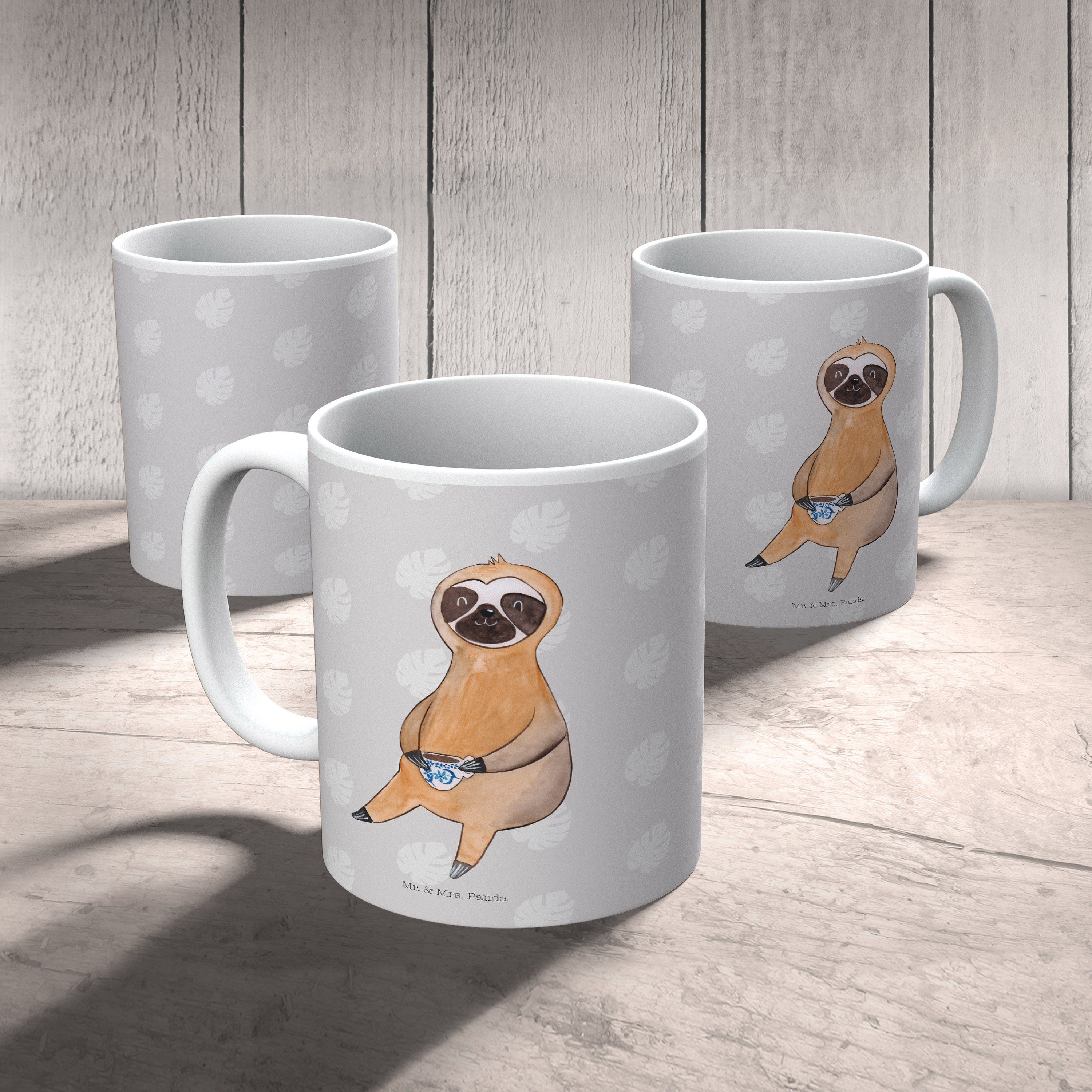 - Teetasse, Mrs. Mr. Faultier Panda Kaffee Grau Faultier Keramik - Geschen, Tasse & Geschenk, Pastell