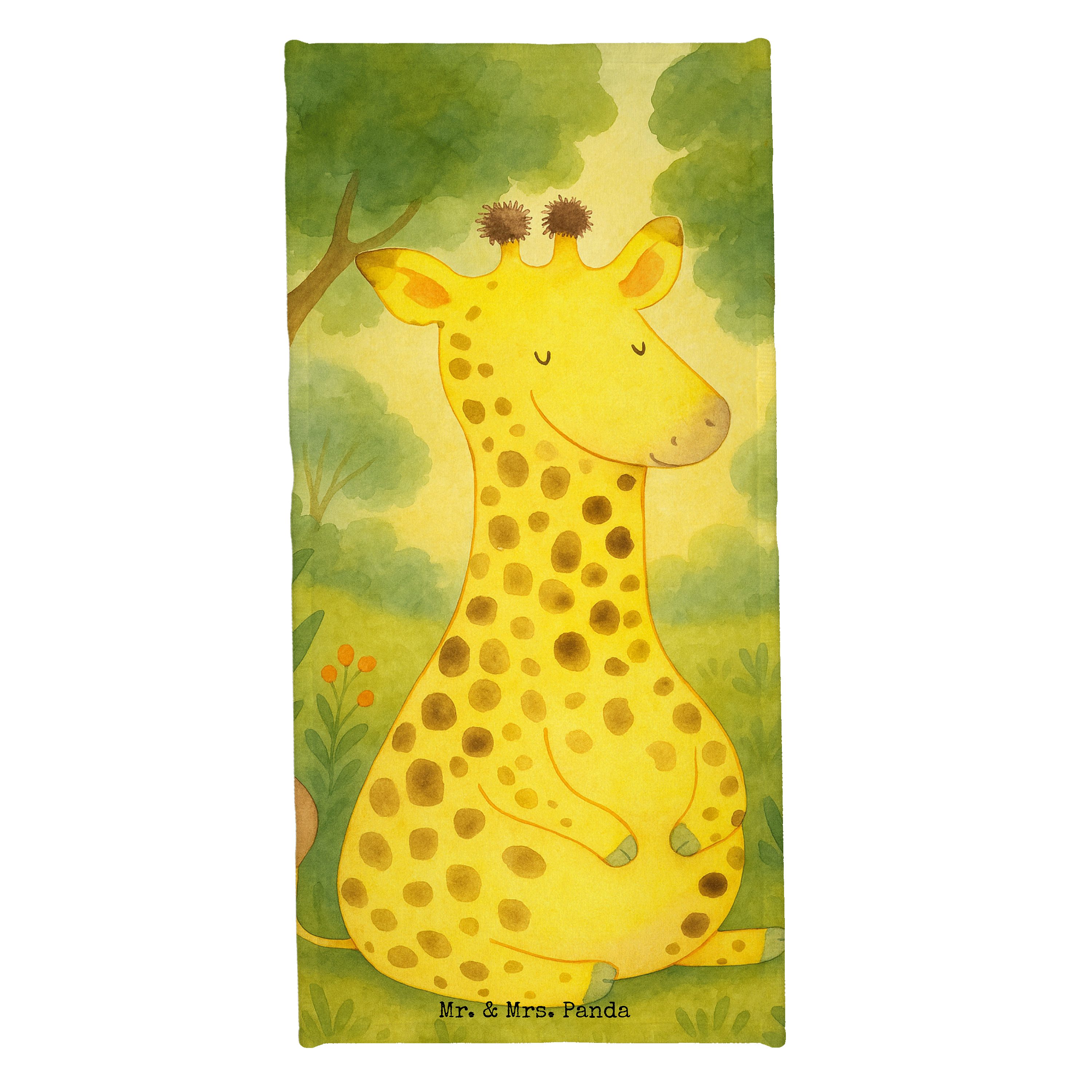 Mr. & Mrs. Panda Handtuch Giraffe Zufrieden Design, Handtuch, Sandig, Glück, Abenteuer, sportha, Kunstfaser (Packung), Geschenk sporthandtuch Frotteehandtuch