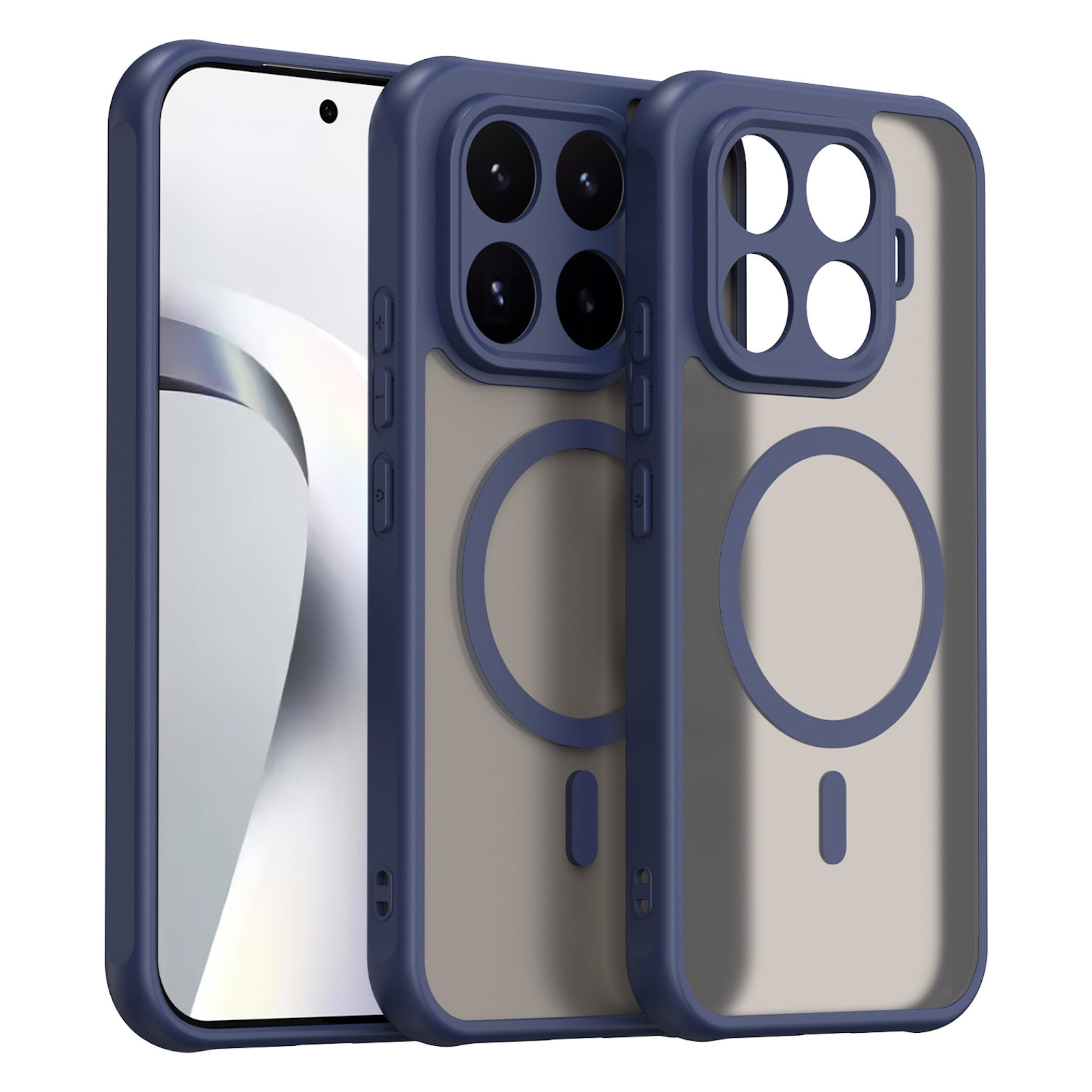 Wigento Handyhülle MagSafe für Xiaomi 17T TPU Hybrid Kameraschutz Matt Blau 6,59 Zoll, Magnetisch, Durchsichtig, Stoßfest