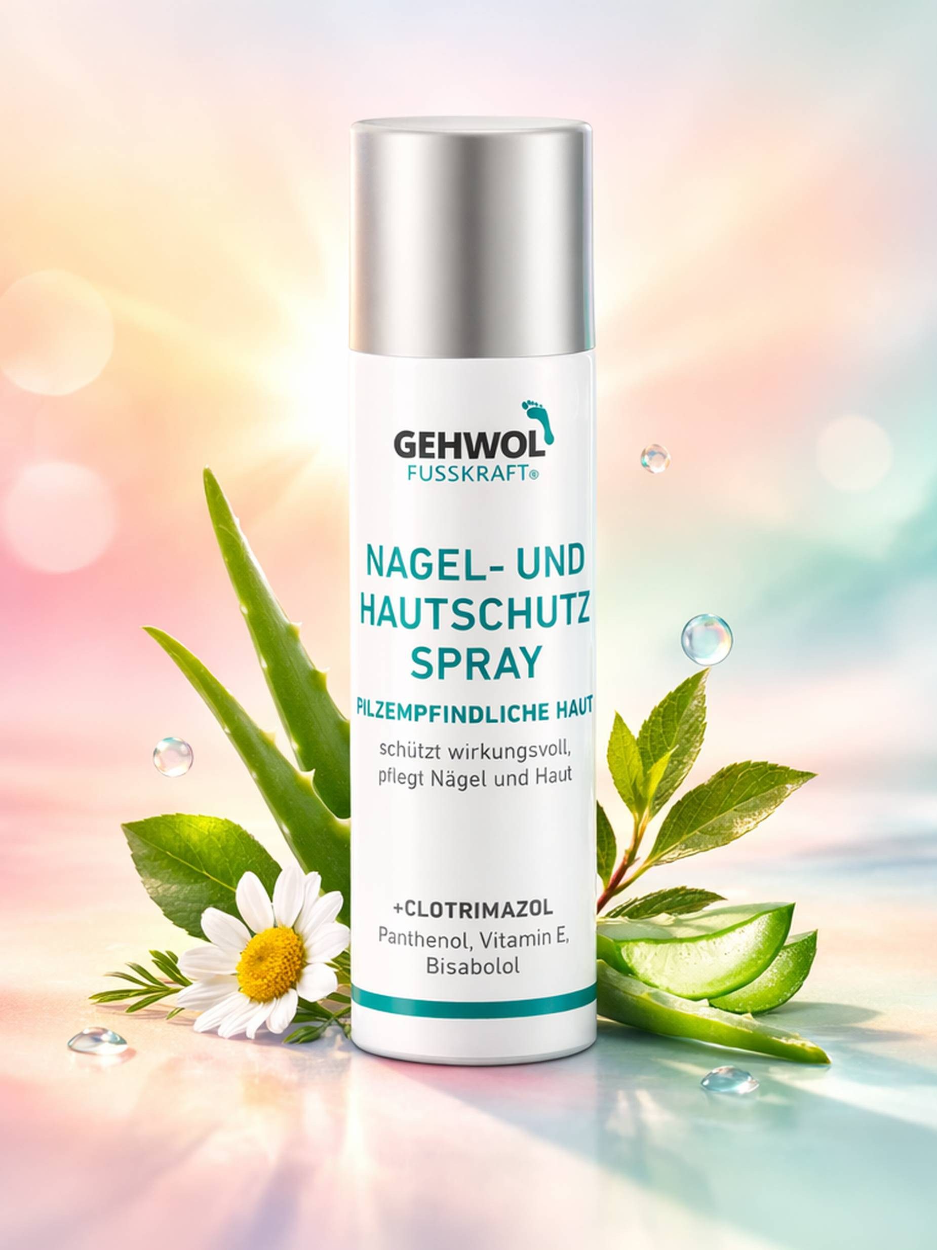 Eduard Gerlach GmbH Fußpflegespray GEHWOL Fusskraft Nagel- und Hautschutzspray (100 ml) - Pflege für Packung, pflegt Nägel und Haut, schützt vor Pilz, beruhigt sanft