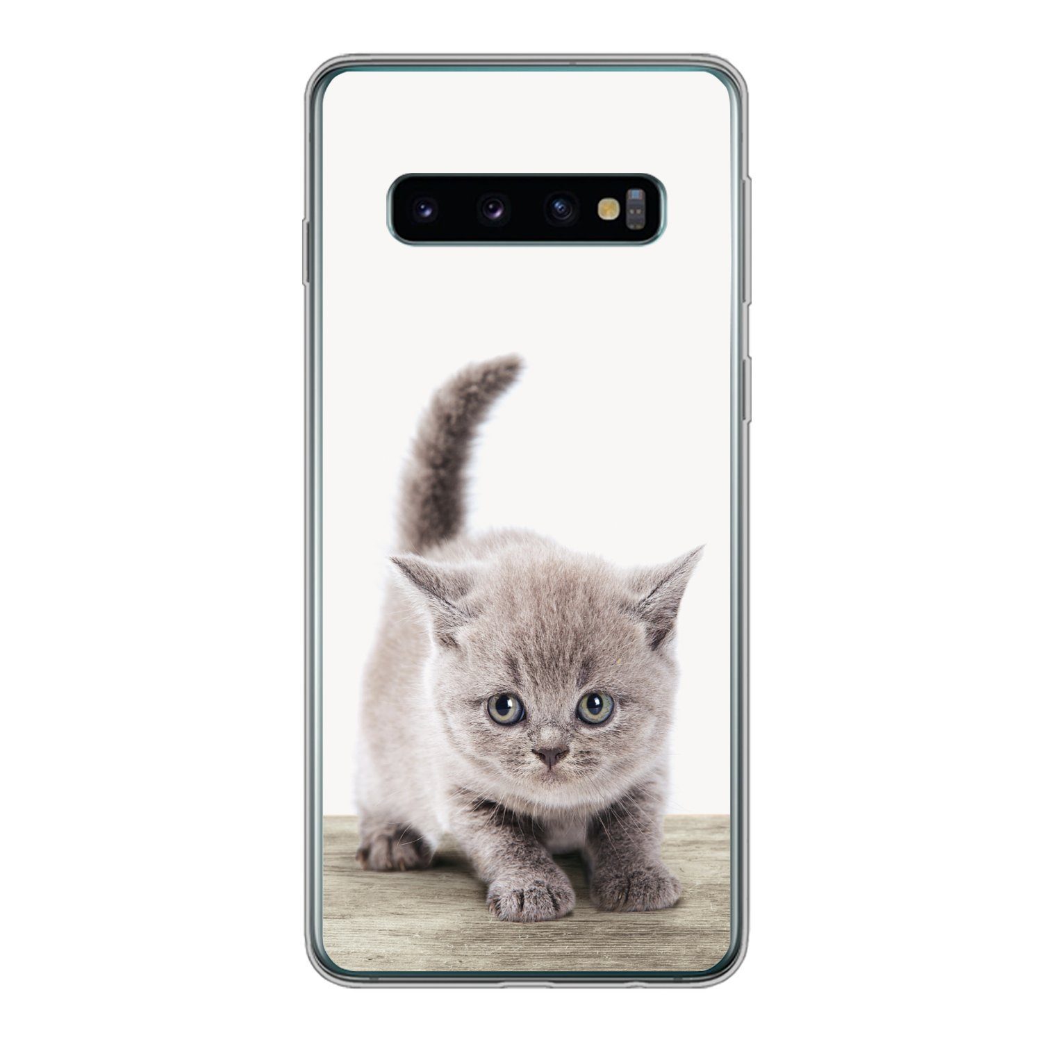 MuchoWow Handyhülle für Samsung Galaxy S10 Kätzchen - Katze - Haustiere - Jungen - Kinder, Phone Case, Silikon, Schutzhülle Dünn