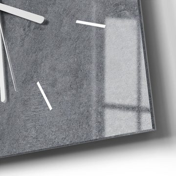 DEQORI Wanduhr 'Betonstruktur im Detail' (Glas Glasuhr modern Wand Uhr Design Küchenuhr)
