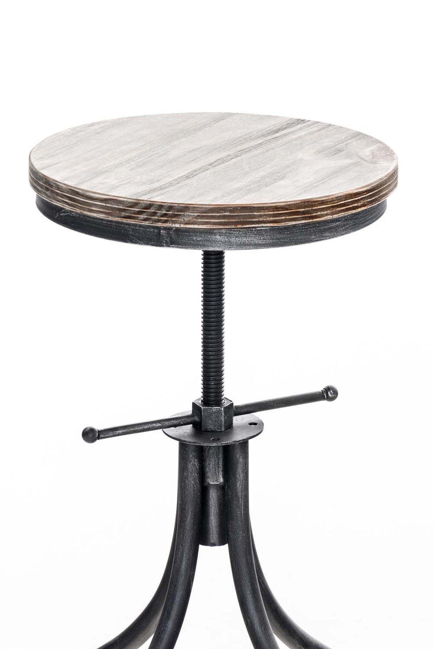 TPFLiving Barhocker Jos (mit Fußstütze höhenverstellbar Metall silberfarbenes - für antik drehbar Holz & - - Hocker 360° Sitzfläche: - Theke Küche), Gestell