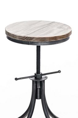 TPFLiving Barhocker Jos (mit Fußstütze - höhenverstellbar - Hocker für Theke & Küche), 360° drehbar - Gestell: antik silberfarbenes Metall - Sitzfläche: Holz