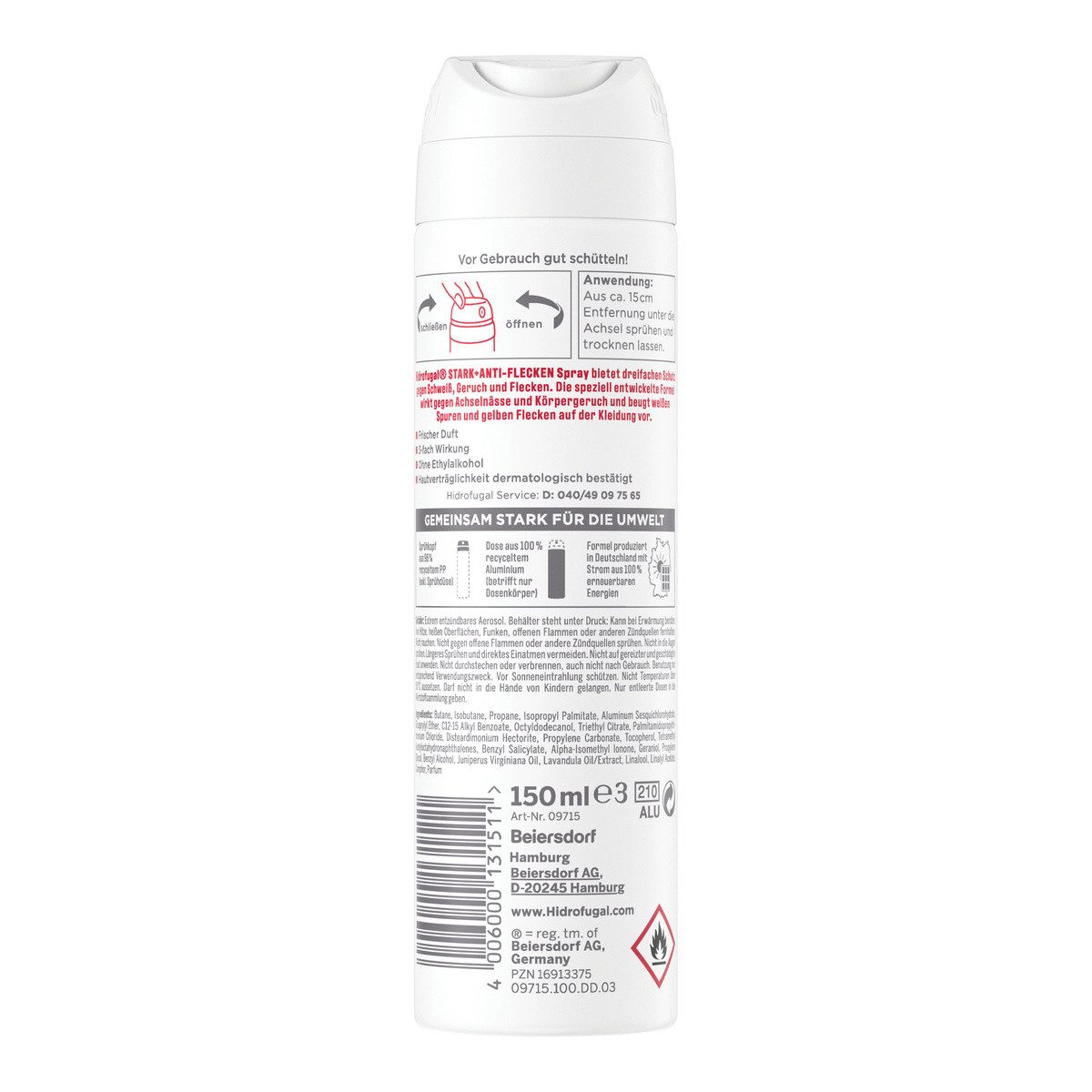 Hidrofugal Deo-Spray HIDROFUGAL Stark + Anti-Flecken 4 x 150 ml, Set, 4-tlg.