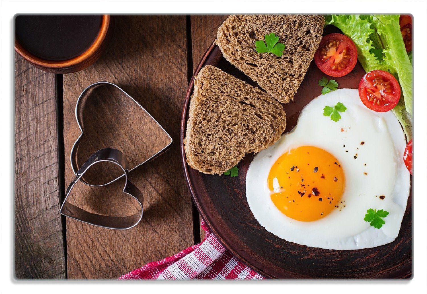 Frühstück Frühstücksbrett rutschfester 20x30cm serviert, mit 1-St), Gummifüße (inkl. Wallario Liebe 4mm,