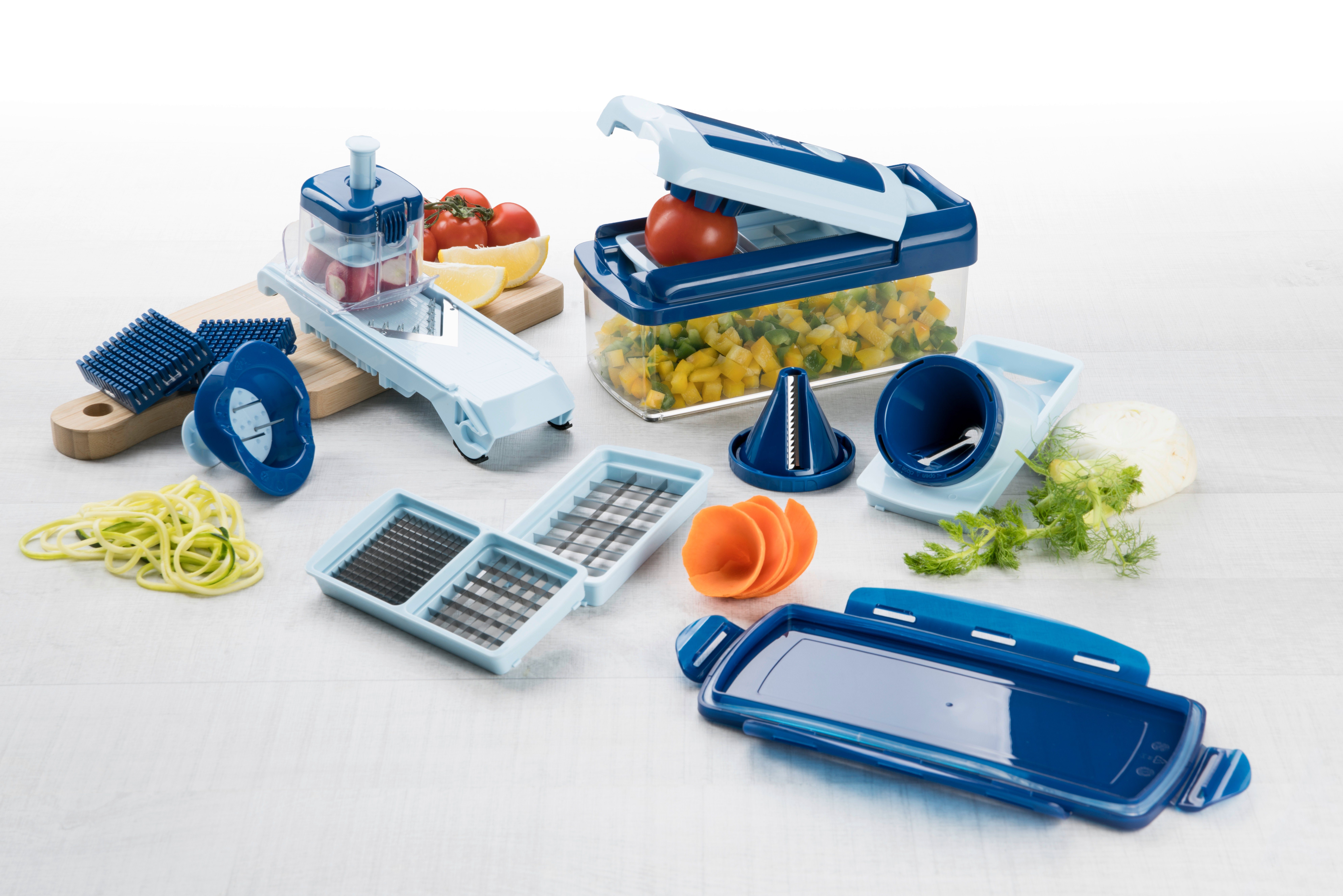 Genius Gemüseschneider Genius Nicer Dicer Fusion Smart Set (23 Teile) inkl. Twist, rubinrot, 23 Teile, Würfel, Stifte, Gemüsehobel mit 1250ml Fassungsvolumen – Bild 3 von 3