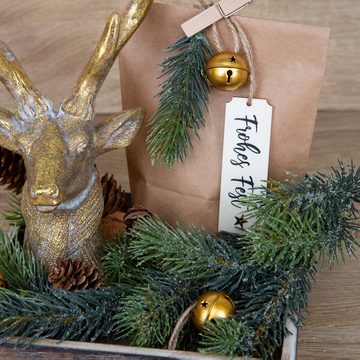 Logbuch-Verlag Weihnachtsfigur Hirsch Kopf mit Geweih goldfarben edel Weihnachten 30 cm (1 St), Weihnachtsdekoration zum Hinstellen